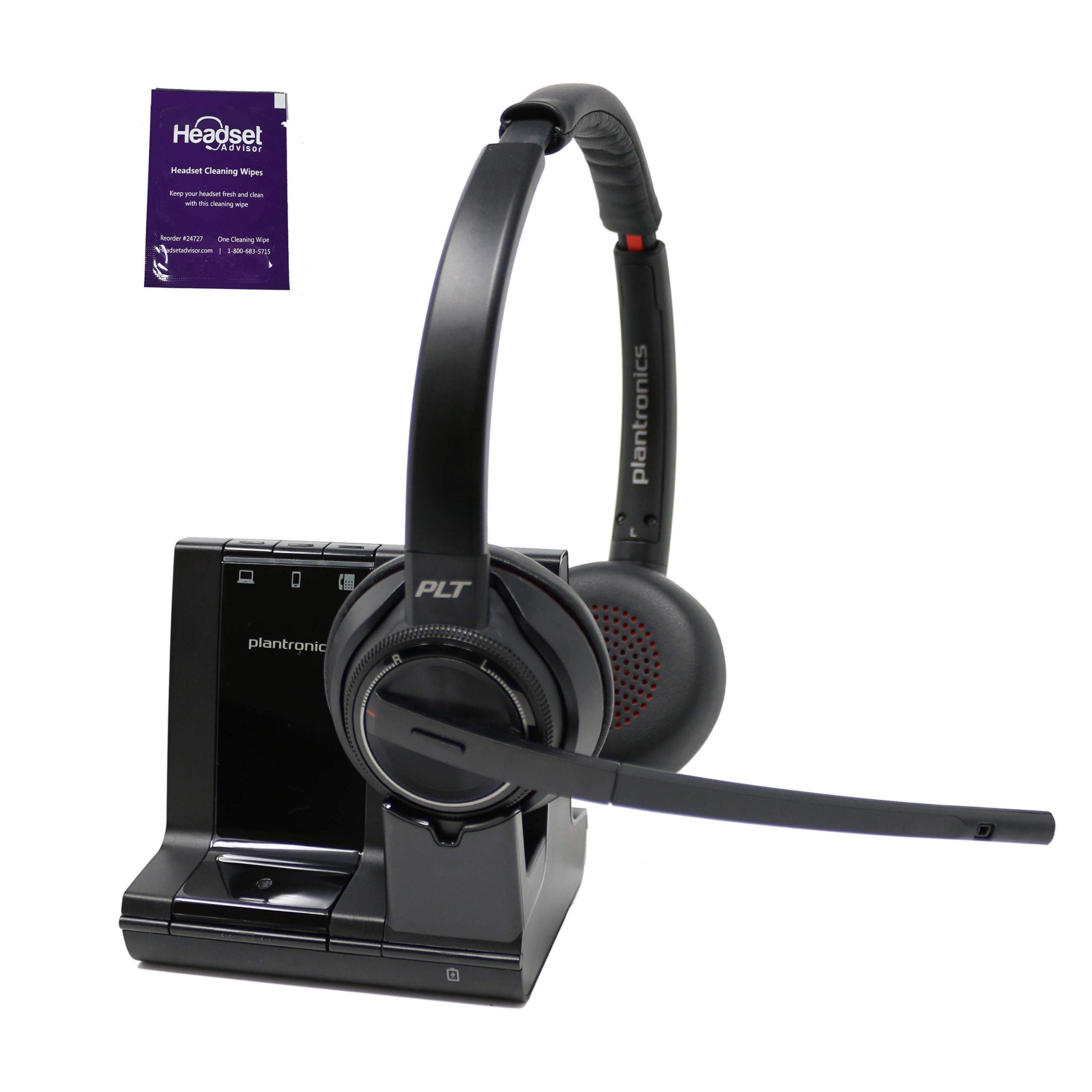 Plantronics Savi 8220 Wireless Headset System (Renewed) - Premium Office Headset for Clear Calls & Noise Cancellation - Ideal for Remote Work, Call Centers & Business Communications