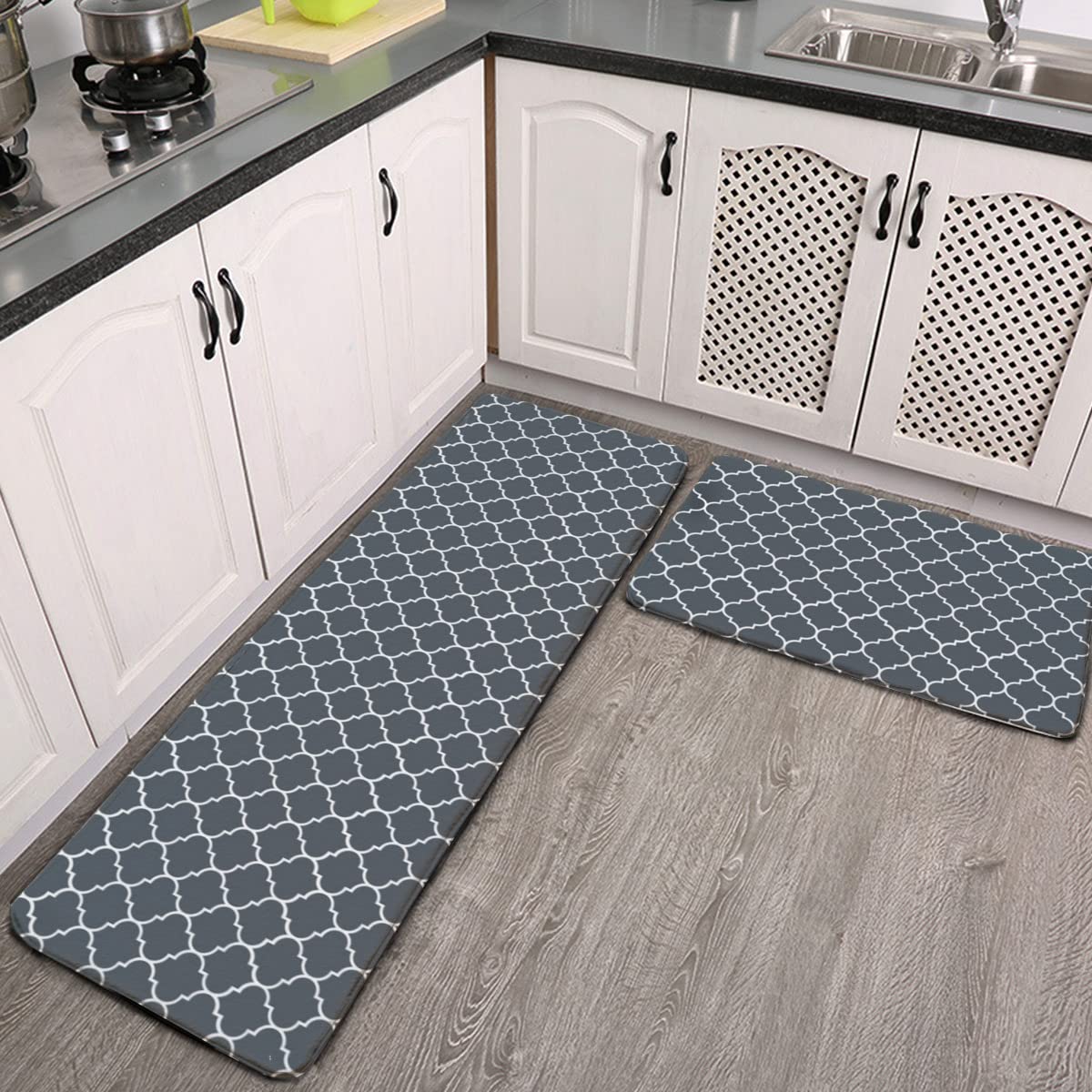HYU Personalized Non-Slip Kitchen Floor Mats Set of 2 - Waterproof Anti-Fatigue Standing Mats for Comfortable Cooking - Perfect for Kitchens, Laundry Rooms & Home Offices