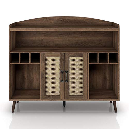 Furniture of America Lockham Wood Multi-Storage Buffet - Distressed Walnut Finish - Sideboard for Dining Room, Entryway, or Living Room Storage