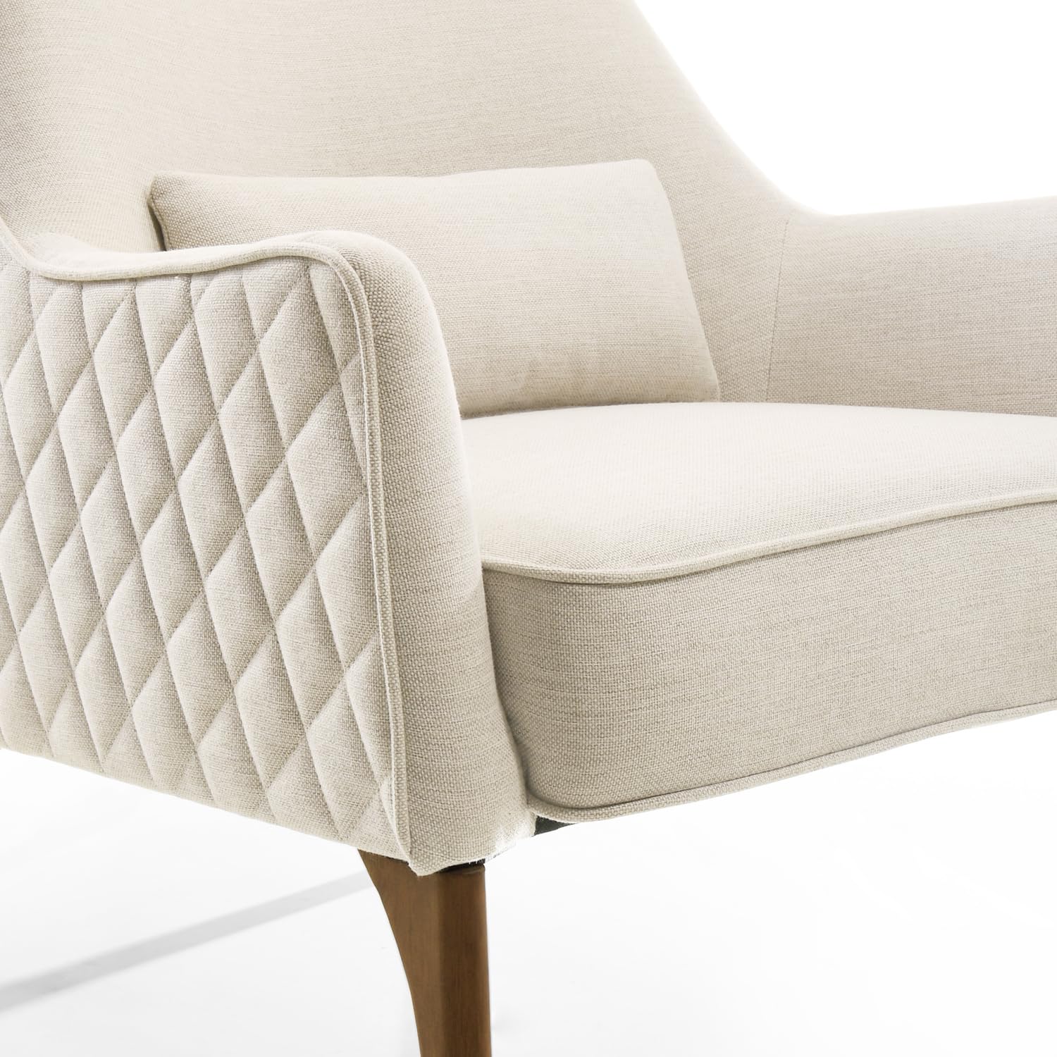 Jane Lounge Accent Chair - Modern Beige Upholstered Armchair for Living Room, Bedroom & Office - Comfortable Reading Chair with Sturdy Wooden Legs