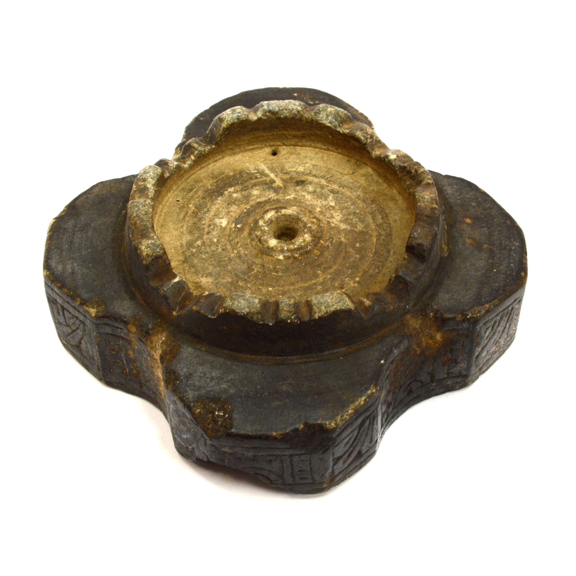 Ancient BACTRIAN STONE VESSEL - Handcrafted Steatite/Chlorite 4-Chamber Bowl with Intricate Incised Designs - Perfect for Home Decor, Museum Display & Ancient Art Collection