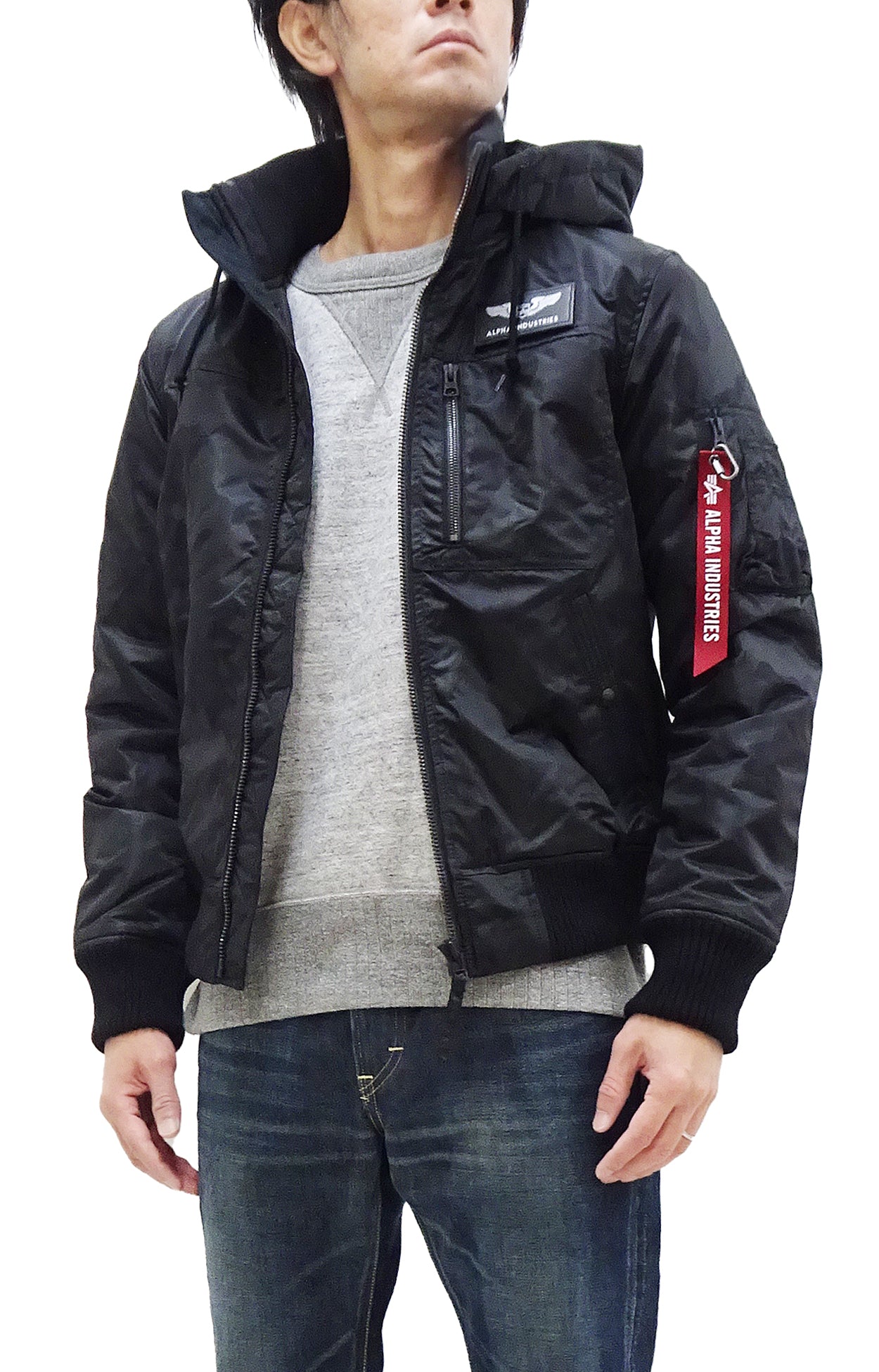 Alpha Industries Men's Military Style Hooded Puffer Jacket TA1672 - Nylon Padded Winter Coat with Rib Panel, Black Camouflage Pattern | Warm Outerwear for Outdoor Activities, Urban Streetwear & Cold Weather Protection