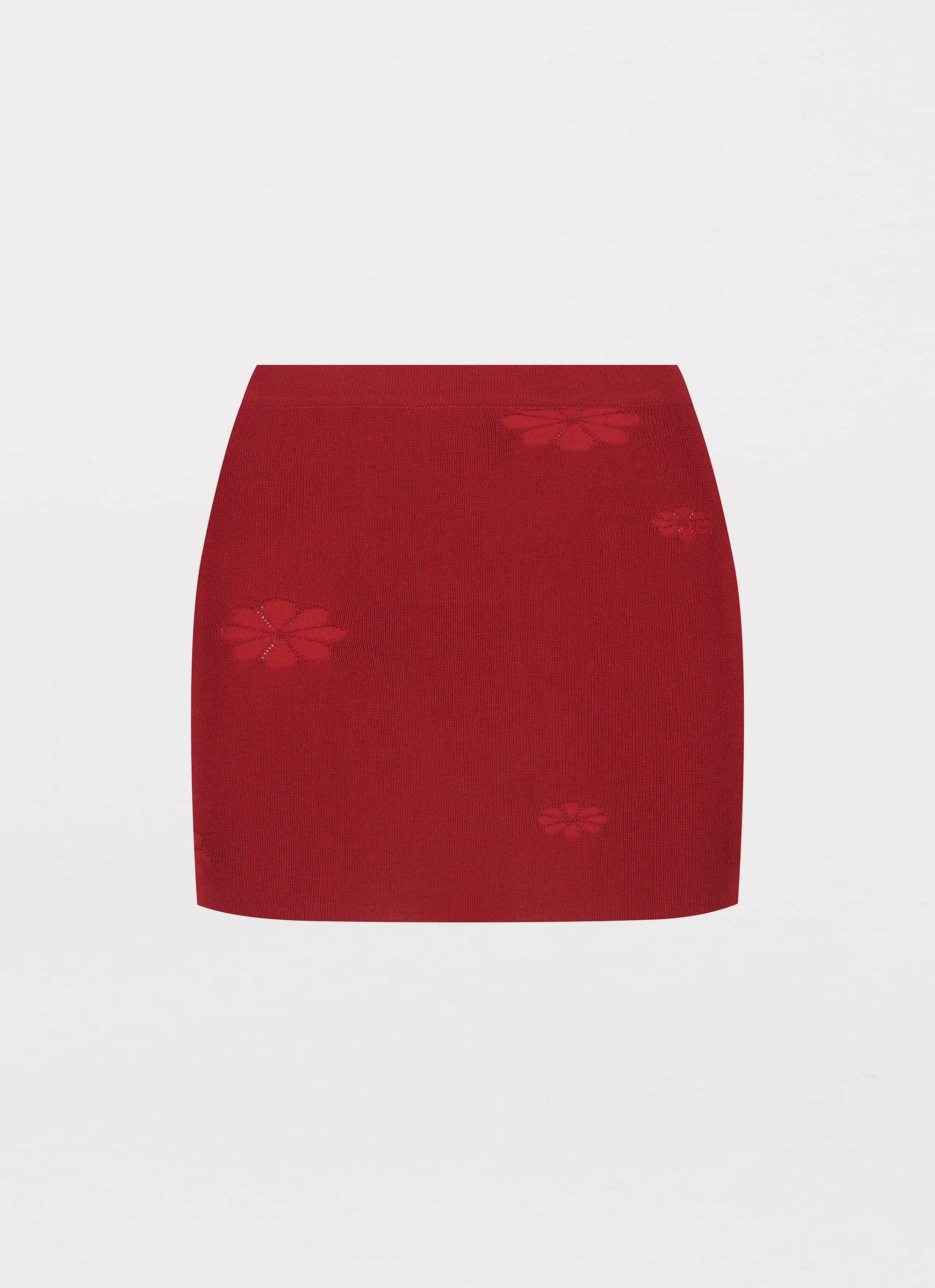 Holly Knit Mini Skirt - Rouge Red Stretchy Bodycon Skirt for Women | Perfect for Parties, Date Nights & Casual Outfits