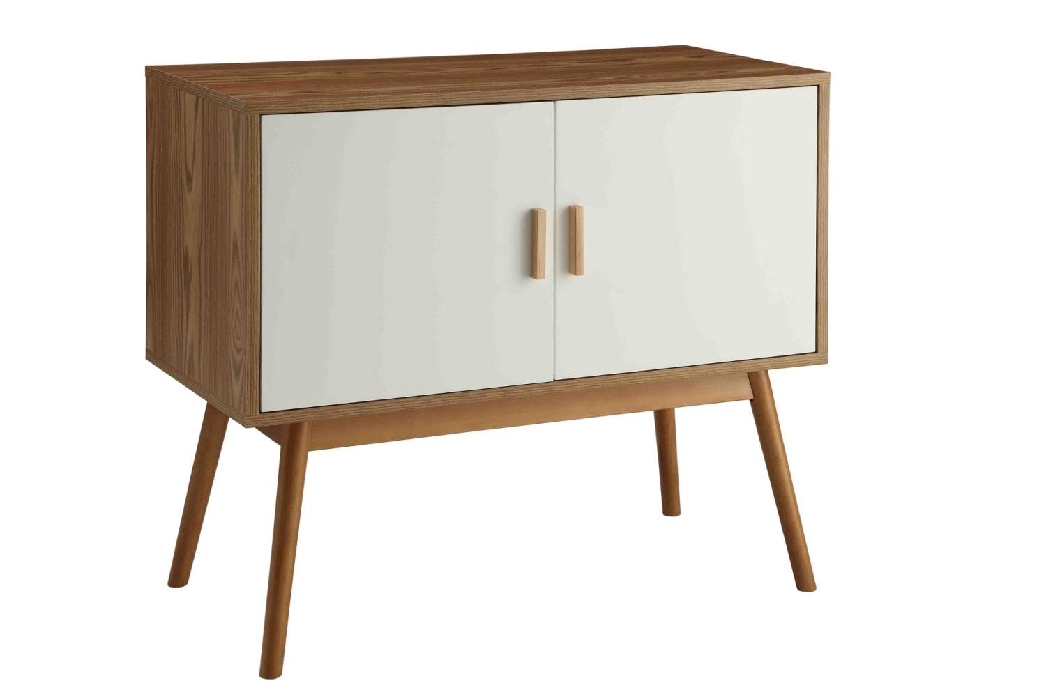 Convenience Concepts Oslo Storage Console - White & Natural Finish, Entryway Table with Shelves for Living Room, Bedroom, or Office Organization