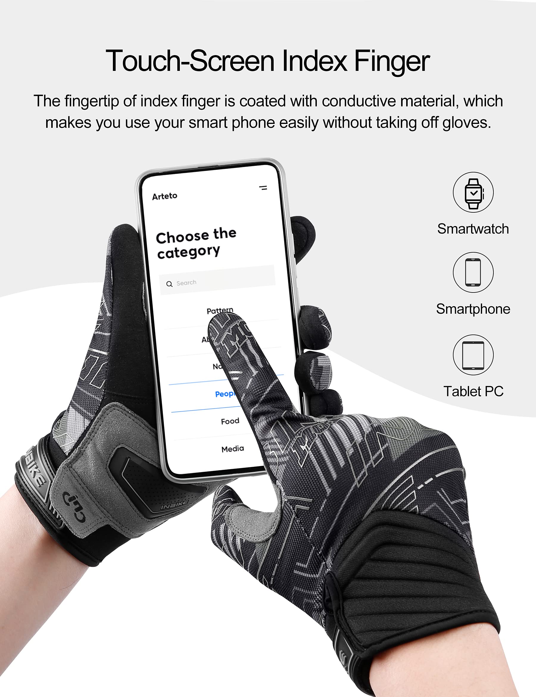 **INBIKE Breathable Dirt Bike Gloves for Men - Hard Knuckle Protection, Touchscreen Compatible - Ideal for Motorcycle, Powersports & Motocross Riding**