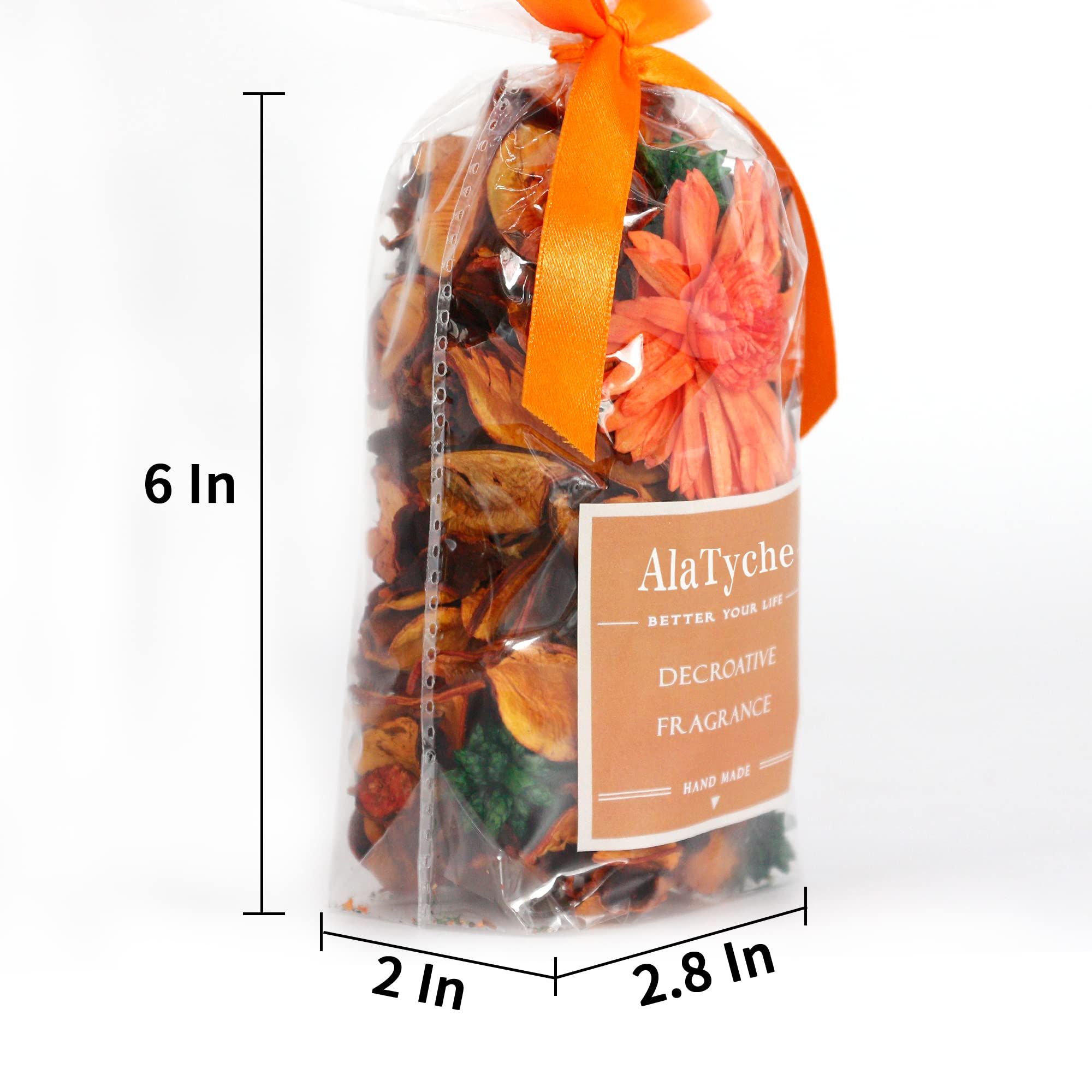 Citrus Orange Scented Potpourri Bags - Dried Flower Bowl Fillers for Home Fragrance | Aromatic Sachets & Vase Decor - Perfect for Living Room, Bathroom & Gift Giving