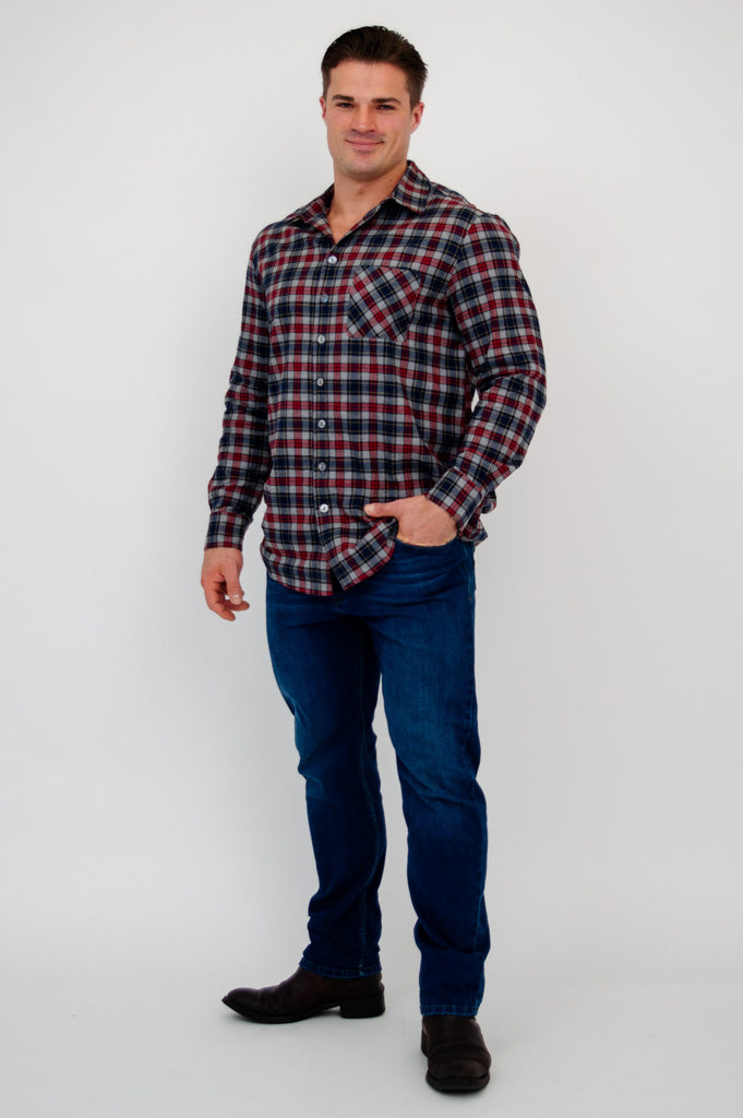 Stylish Cory Men's Burgundy Plaid Cotton Shirt - Perfect for Casual Wear, Office & Outdoor Activities