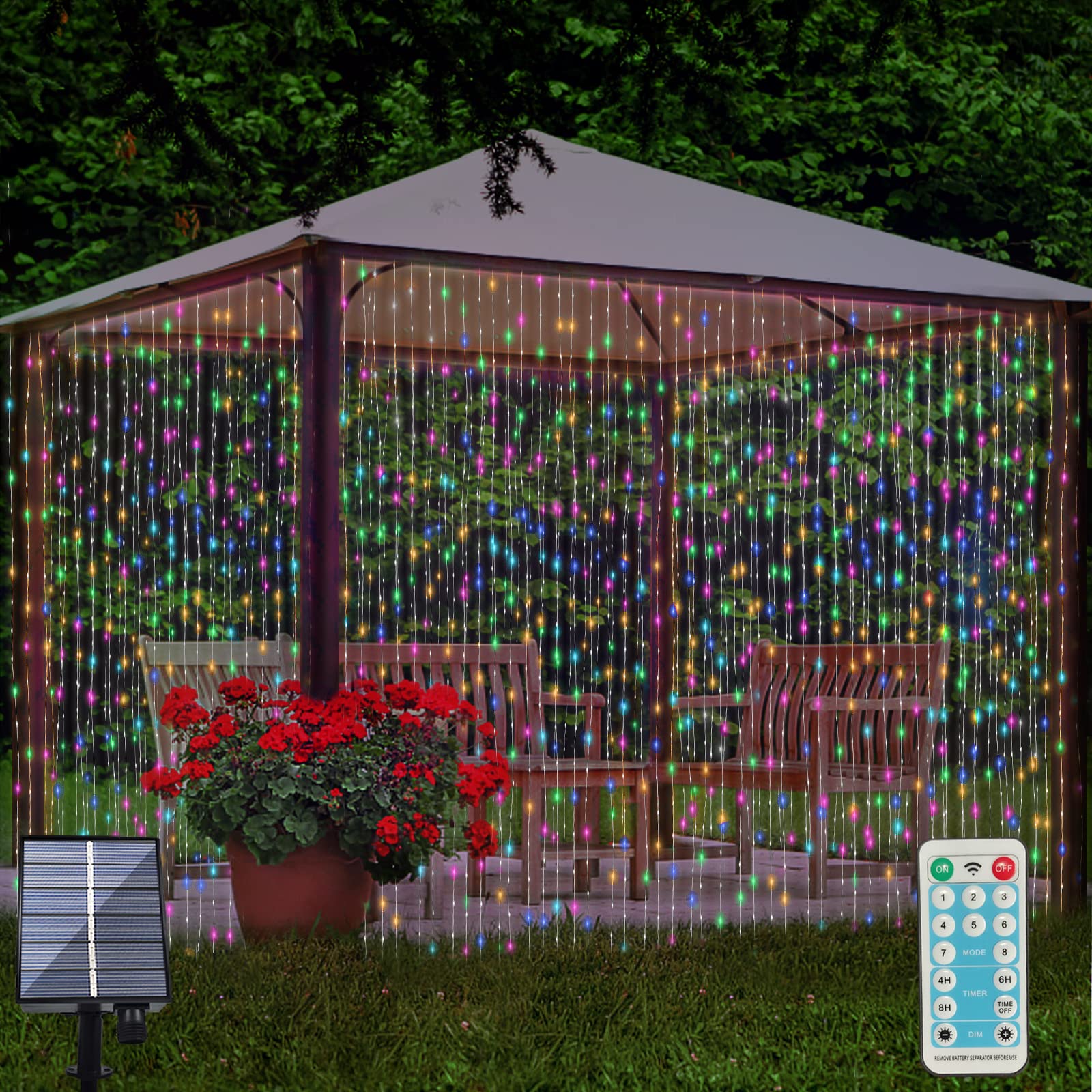 300 LED Solar Powered Fairy Lights with Remote Control - 8 Lighting Modes, IP65 Waterproof Outdoor String Lights for Christmas, Wedding, Party, Garden, Bedroom, Wall Decor - Color Changing Copper Wire Lights for Year-Round Festive Atmosphere