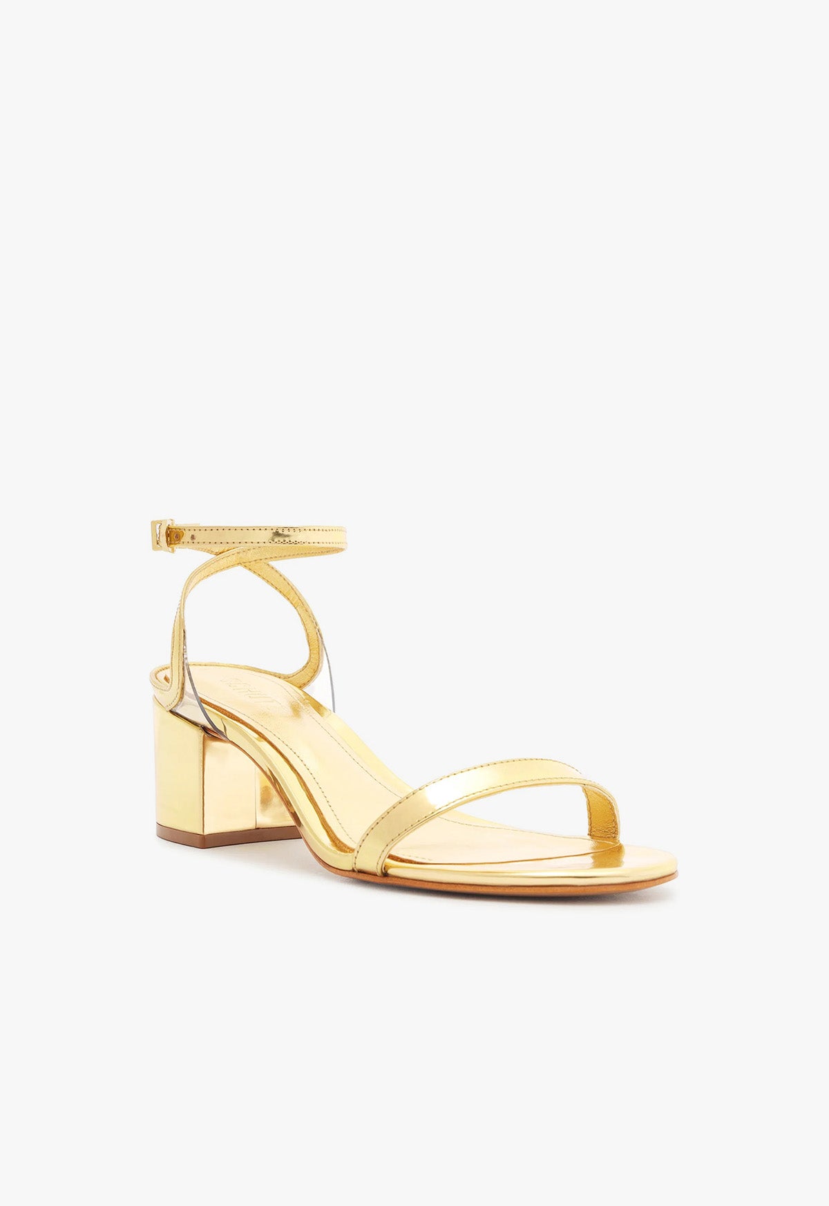 Skye Mid Block Heel Leather Sandals for Women - Comfortable Mirror Leather Summer Sandals for Casual Outings, Beach & Vacation
