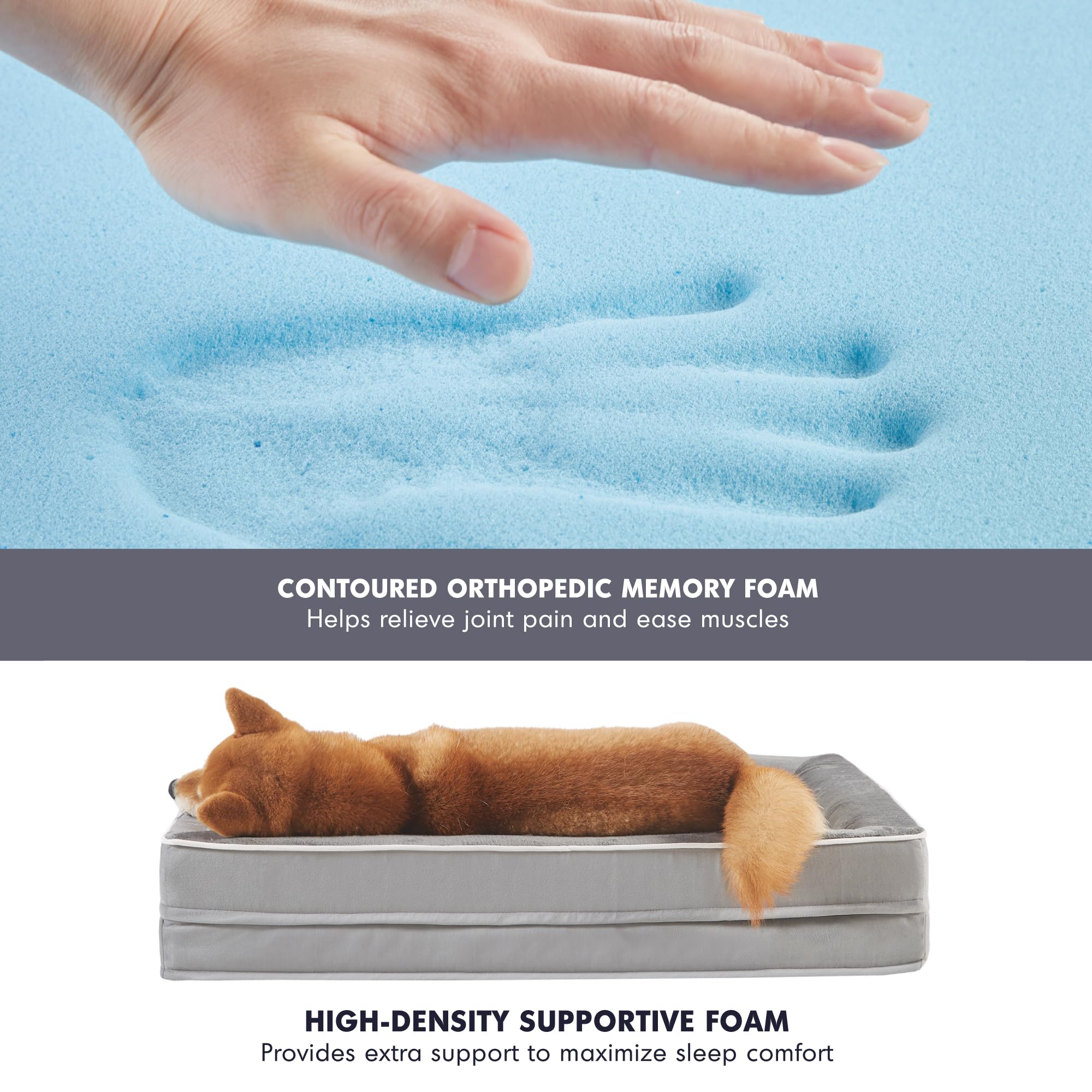 Orthopedic Memory Foam Dog Bed with Removable Washable Cover - Waterproof Large Dog Couch Bed for Medium & Large Dogs - Perfect for Living Room, Bedroom & Pet-Friendly Spaces (Navy Blue)
