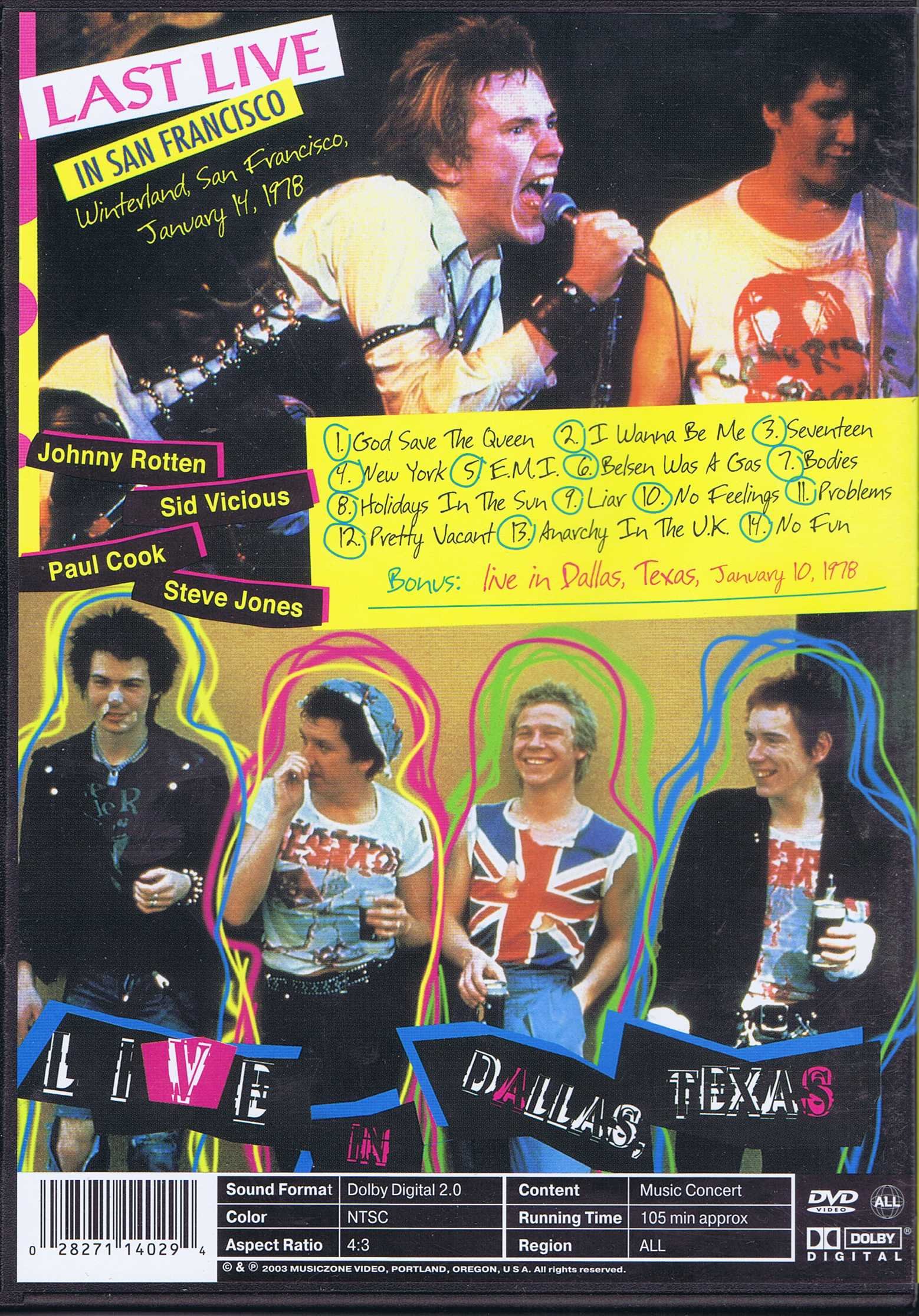 Sex Pistols Winterland Concert & Live in Dallas DVD - Punk Rock Music Collection for Fans & Collectors | Perfect for Home Entertainment & Music History Enthusiasts