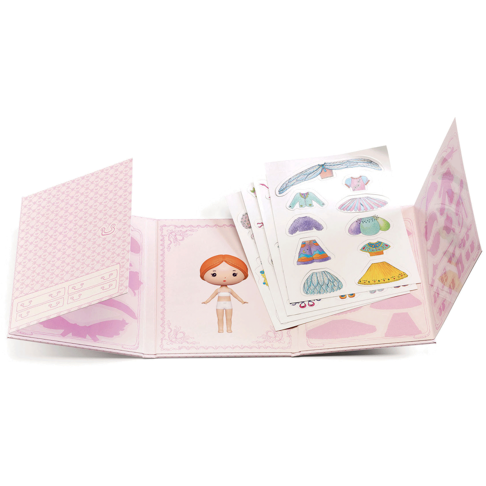 Miss Lilyruby Tinyly Reusable Sticker Book by Djeco - Creative Kids Activity for Travel, Learning & Play