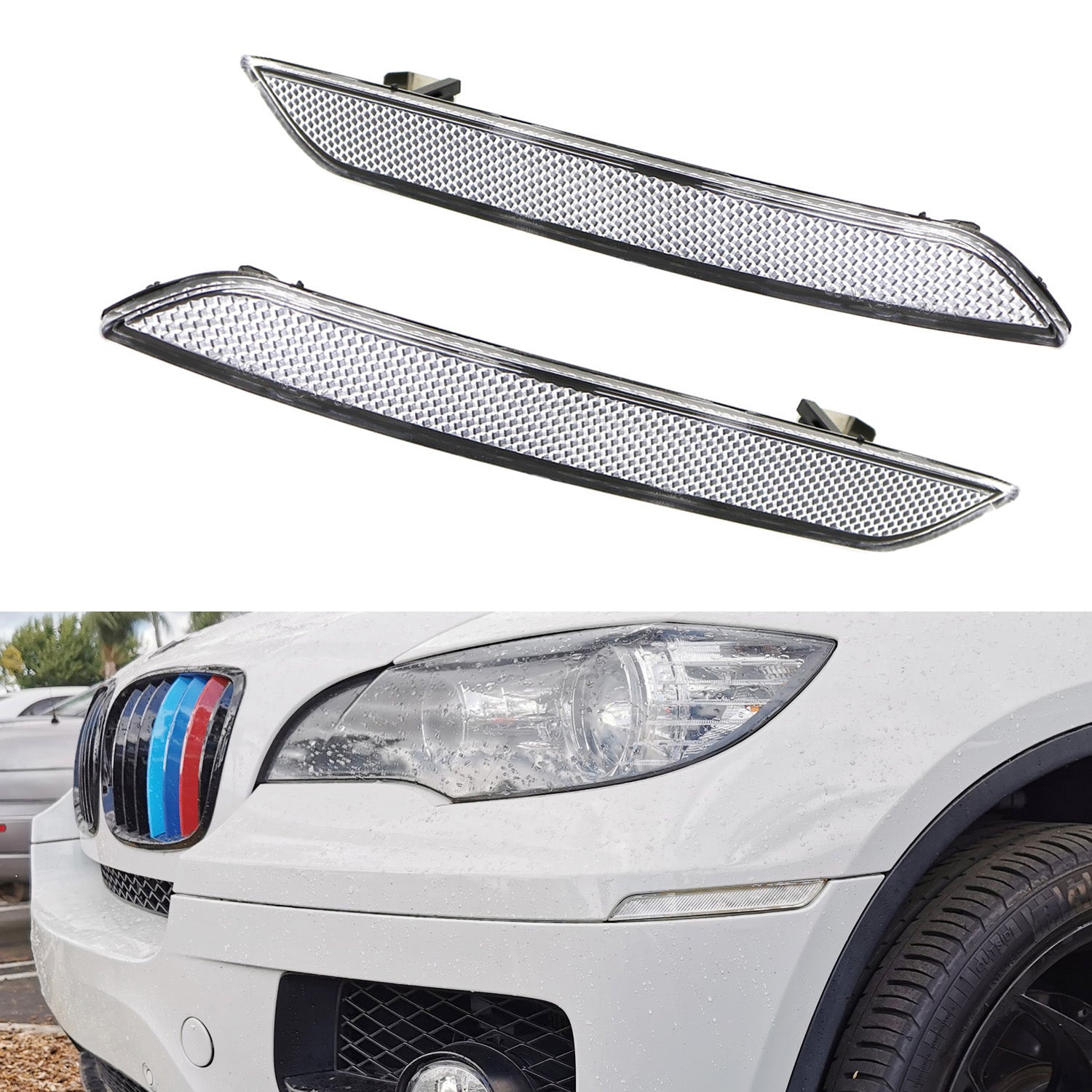 2008-2014 BMW E71 X6 & 2010-2013 E70 X5M Front Bumper Side Marker Reflector Lights - Replacement LED Lamps for Enhanced Night Visibility & Safety Driving