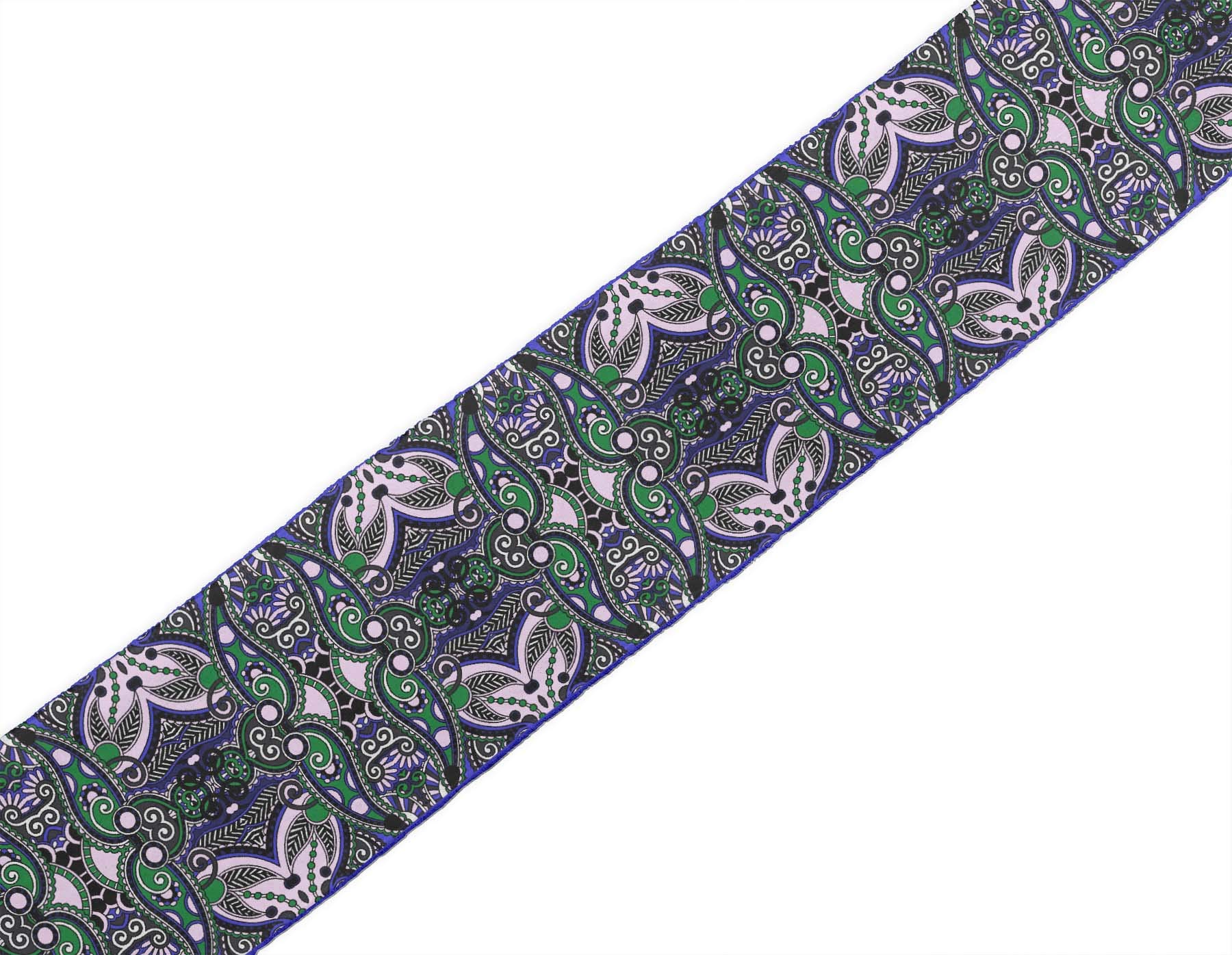 Printed Velvet Trim Fabric - Green Stripe & Paisley Decorative Lace for Sewing, Crafts, and DIY Projects | 3 Inches Wide x 9 Yards | Perfect for Clothing Borders, Home Decor, and Scrapbooking