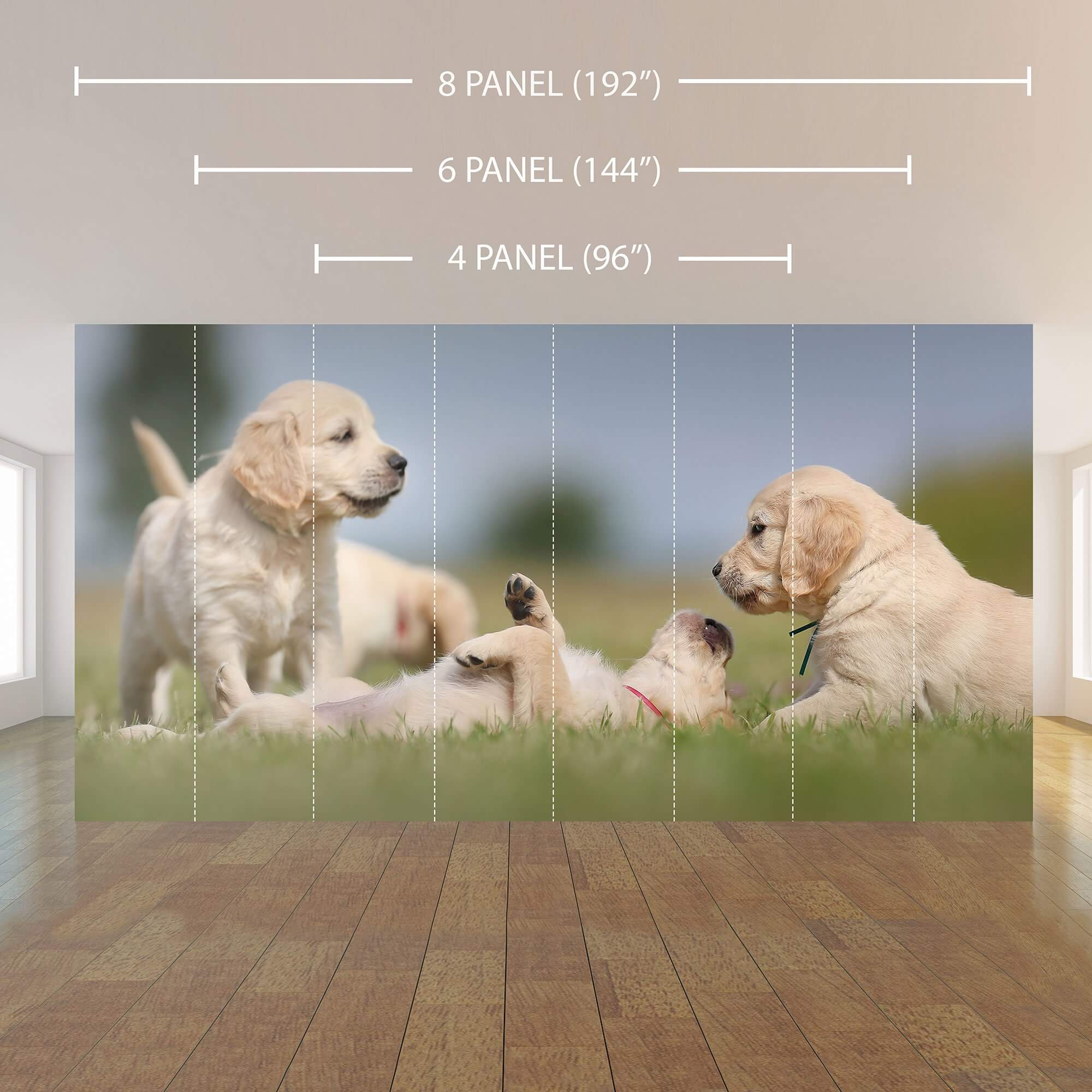 Green and Tan Dog Peel and Stick Removable Wall Mural 5643 - Self-Adhesive Pet Theme Wallpaper for Home Decor, Nursery, Bedroom & Office - Easy to Install & Remove Without Damage