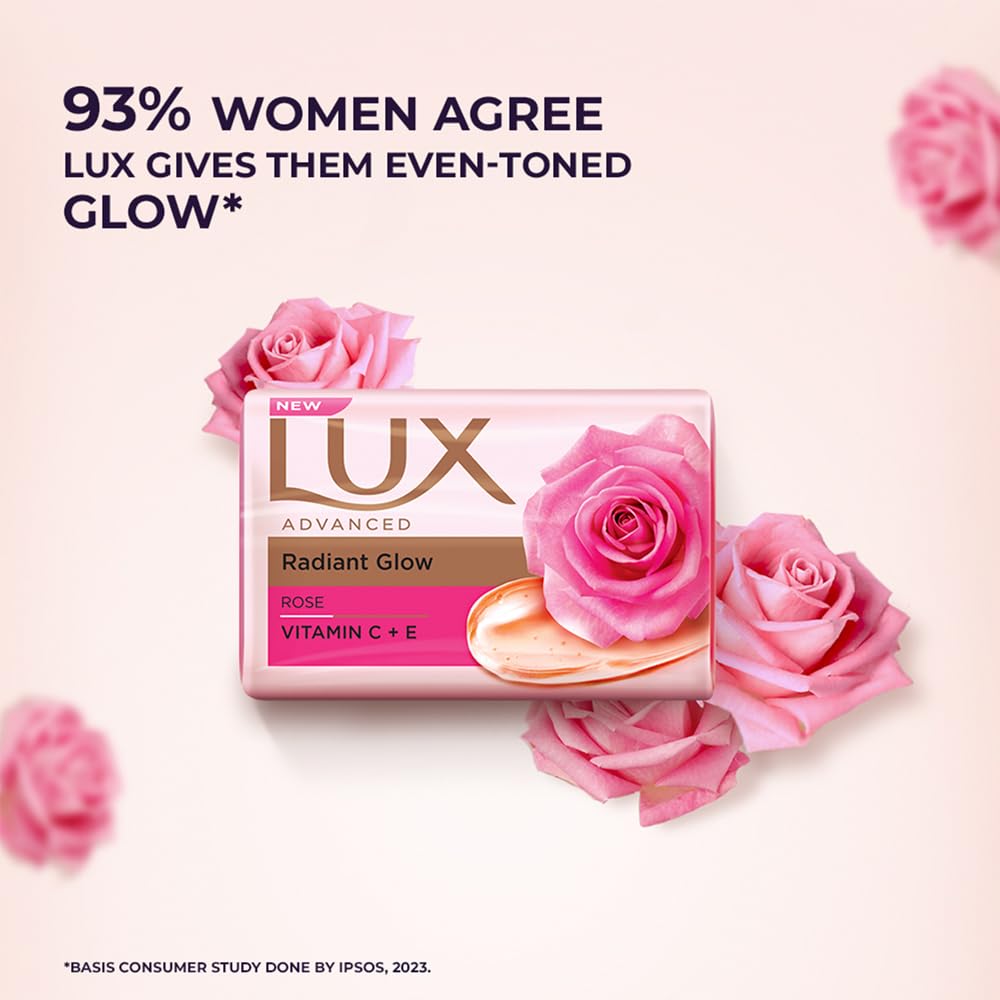 Vitamin C & E Infused Lux Even-Toned Glow Bathing Soap - Pack of 8 x 150g for Radiant Skin | Perfect for Daily Skincare & Spa-Like Bath Experience