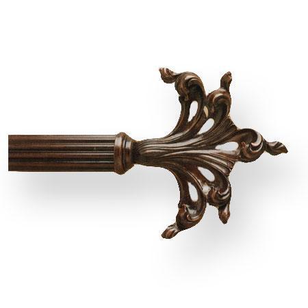 Finial Company 2 1/4 Inch Wide Reeded Wood Poles - Bronze with Gold Finish - Decorative Curtain Rods for Living Room, Bedroom & Window Treatments