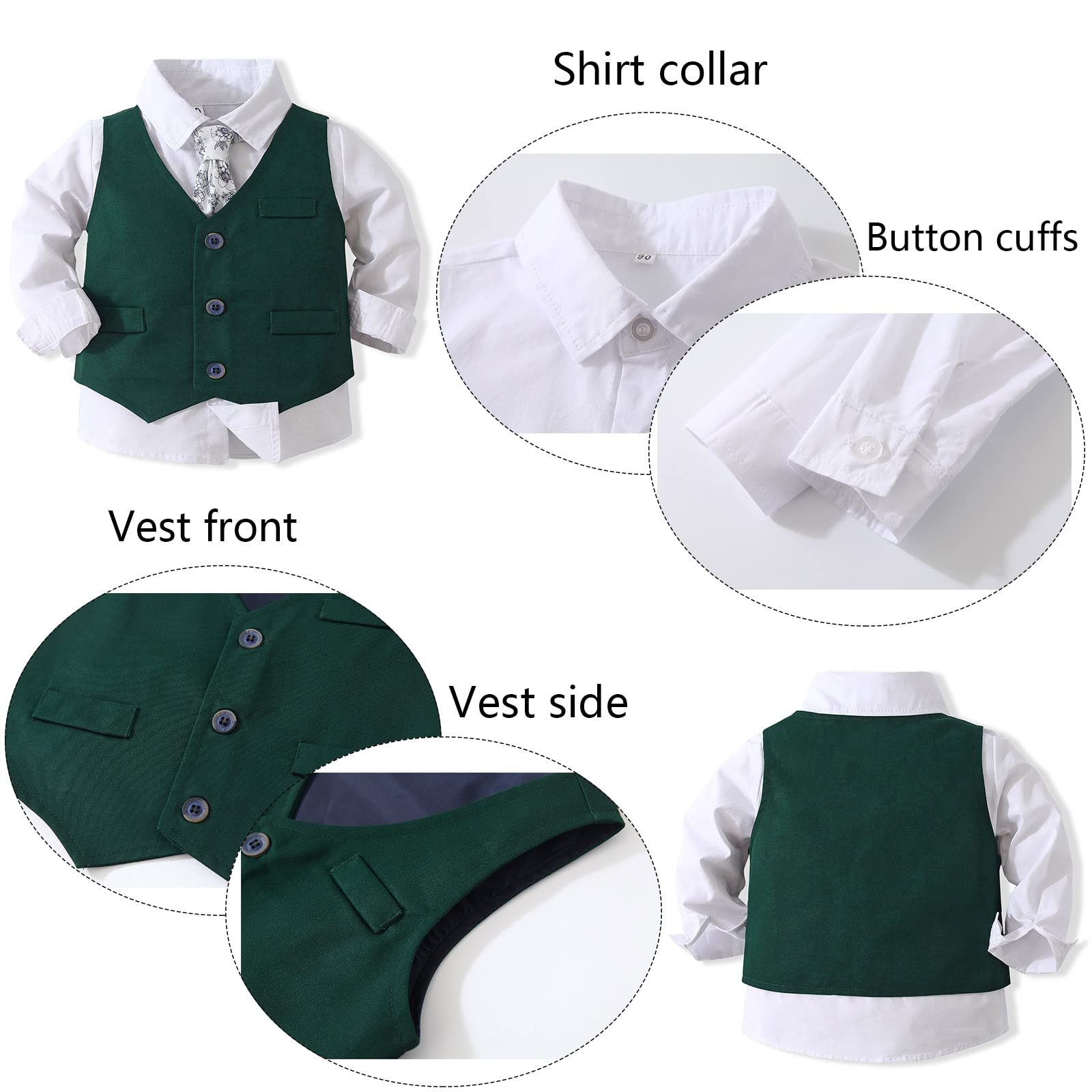 Kimocat Baby Boy Formal Suit Set - Long Sleeve Tuxedo Vest Outfit for Weddings, Birthday Parties & Special Occasions | Elegant Gentleman Style Infant Clothing