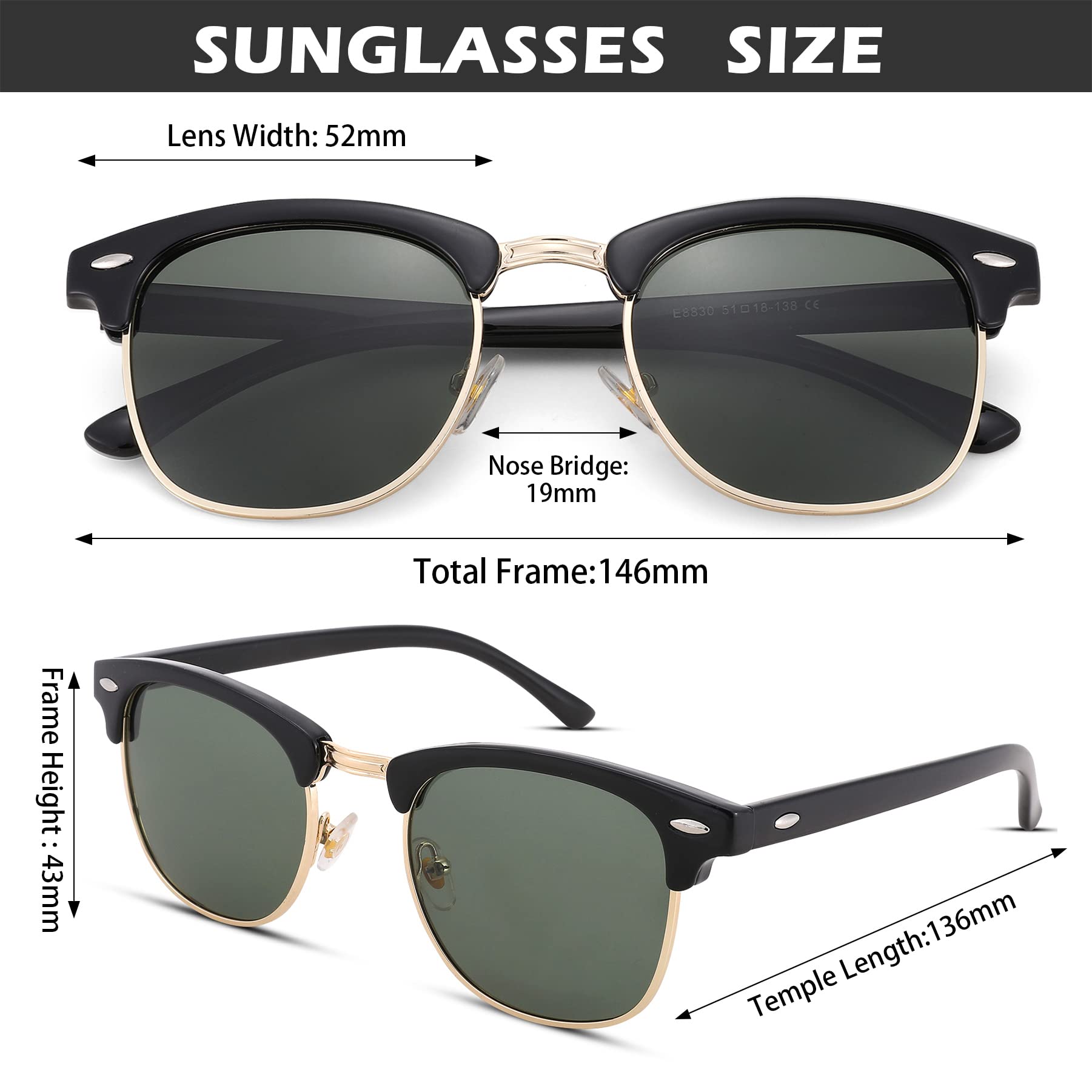 Pro Acme Semi-Rimless Polarized Sunglasses UV 400 Protection for Men & Women - Stylish Outdoor Sun Protection for Driving, Beach & Sports