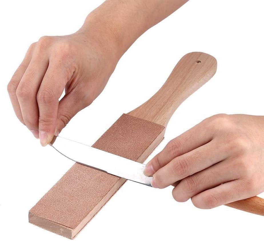 Premium Wooden Handle Leather Strop Sharpening Board - 2