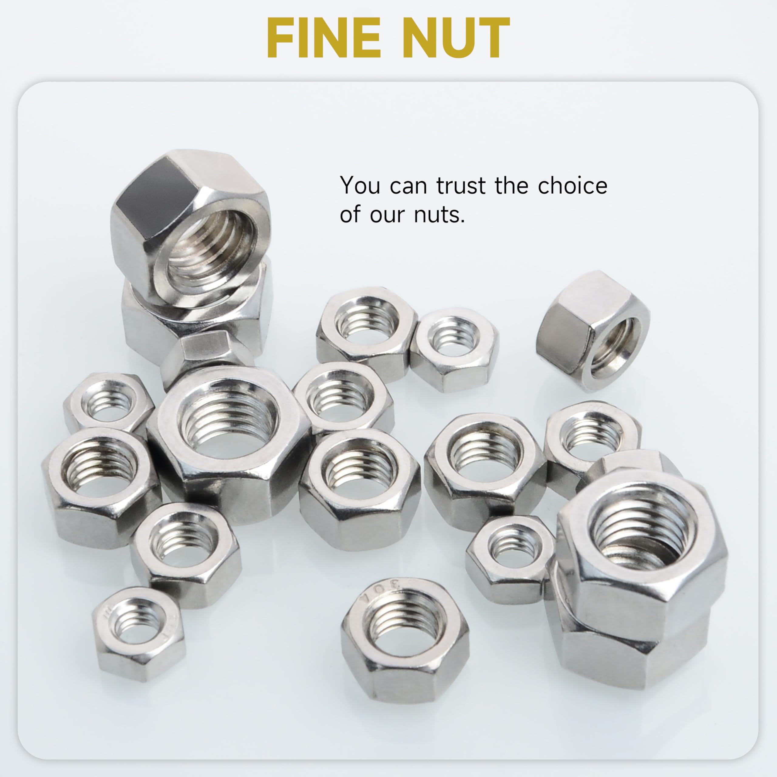 5/16-18 Hex Nuts 100 Pack - 304 Stainless Steel 18-8 SAE Machine Screw Nuts with Bright Finish - Heavy Duty Hardware for Automotive, Machinery & DIY Projects