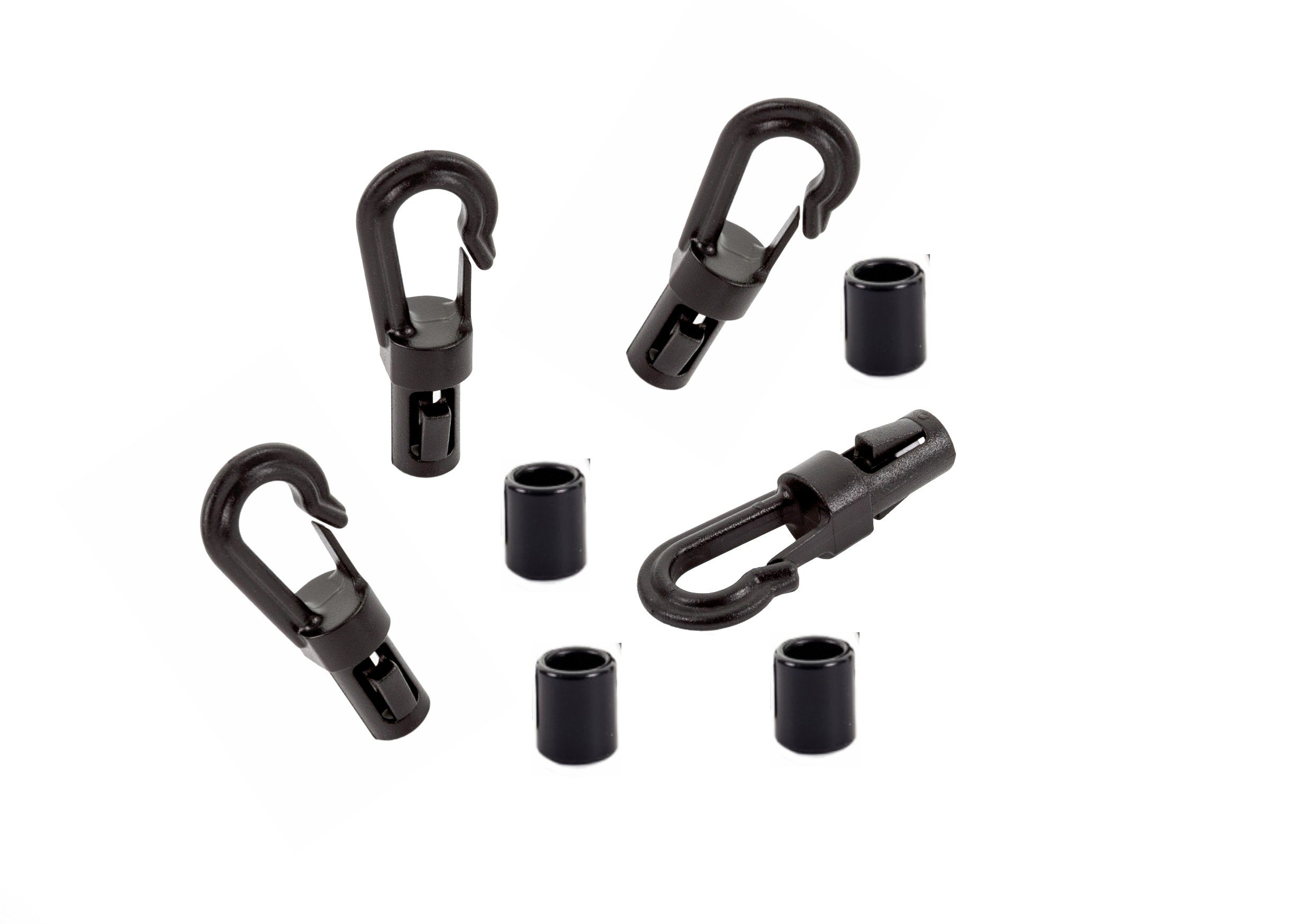 6mm Shock Cord End Hook - Heavy Duty Elastic Rope Accessories (Pack of 4) - Perfect for Camping, Hiking, Marine & DIY Projects