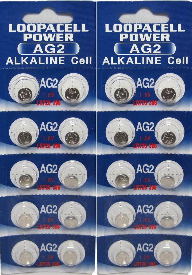 20 Pack AG2 Alkaline Button Cell Batteries - LR55 1.5V Watch Battery for Watches, Calculators, Toys & Small Electronics - Long Lasting Power Supply