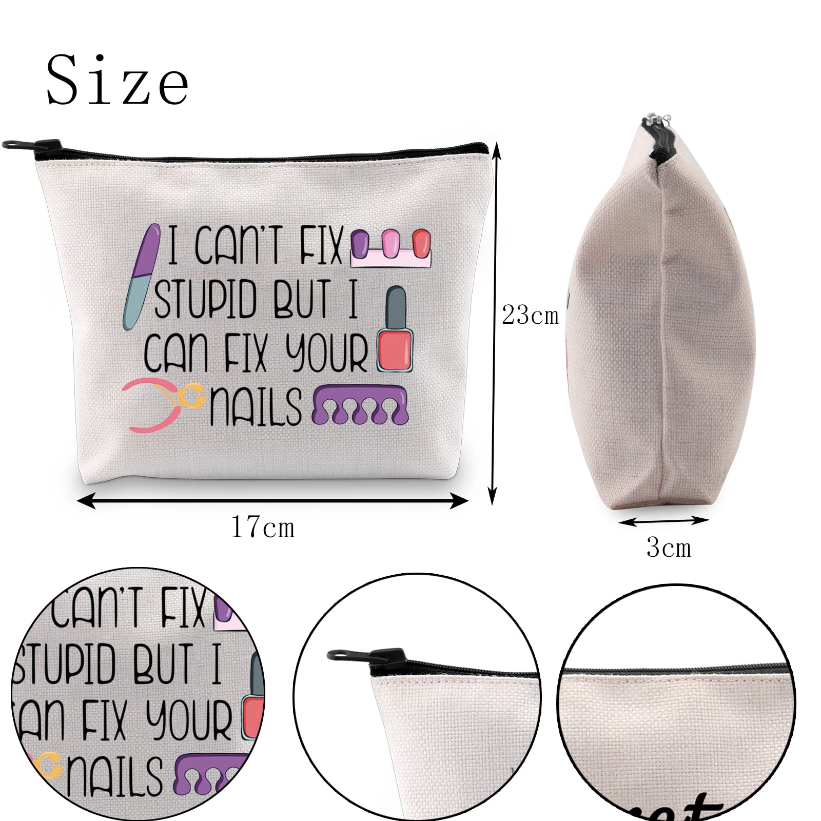 POFULL Nail Technician Gift Set - Professional Nail Tech Supplies & Cosmetic Bags for Manicurists - 'I Can Fix Your Nails' Funny Nail Art Accessories - Perfect for Salons, Home Use & Beauty Gifts