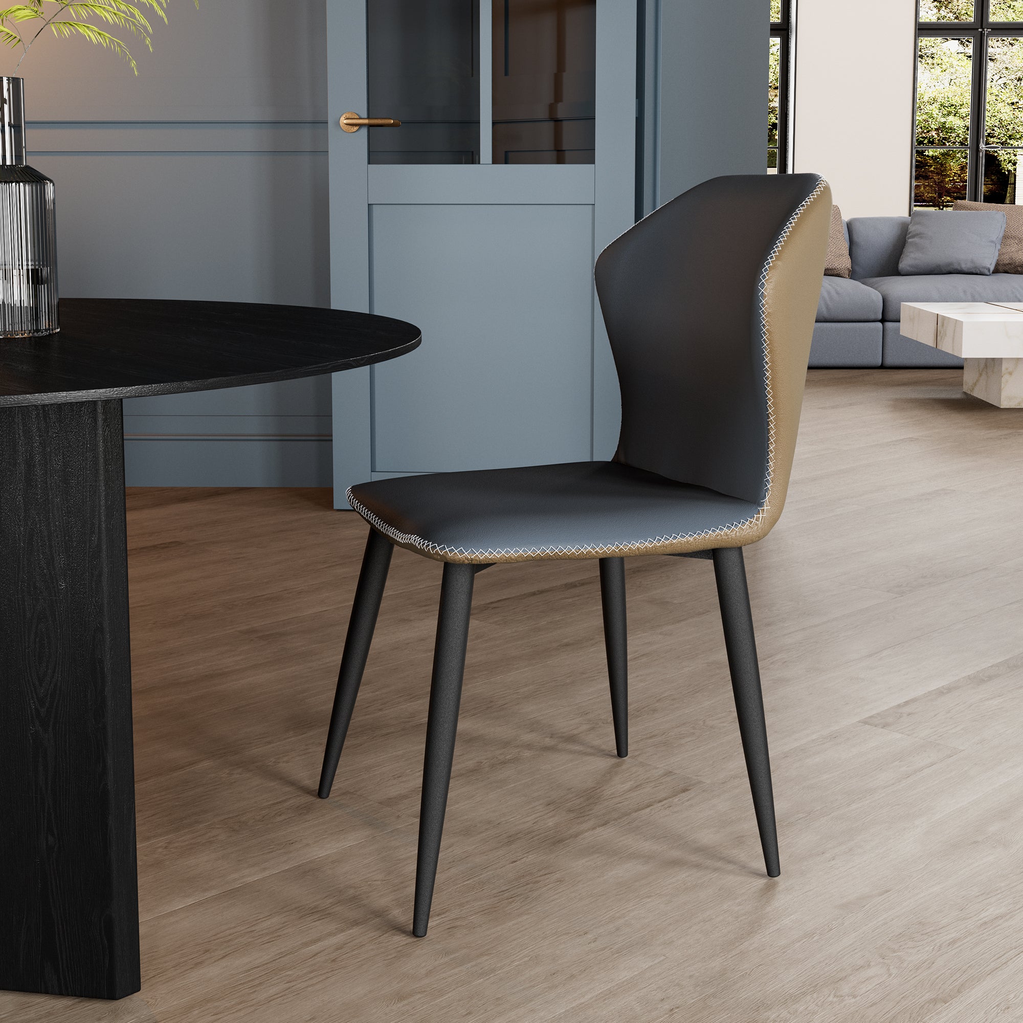Elysian Upholstered Dining Chairs Set of 2 - Blue Velvet Side Chairs for Kitchen, Dining Room & Breakfast Nook - Comfortable Modern Accent Chairs