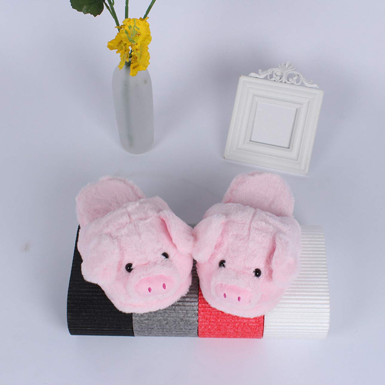 LANFIRE Cozy Pig Slippers - Soft Plush Animal House Shoes for Women & Men - Warm Cotton Indoor/Outdoor Slippers for Home, Winter & Gifts