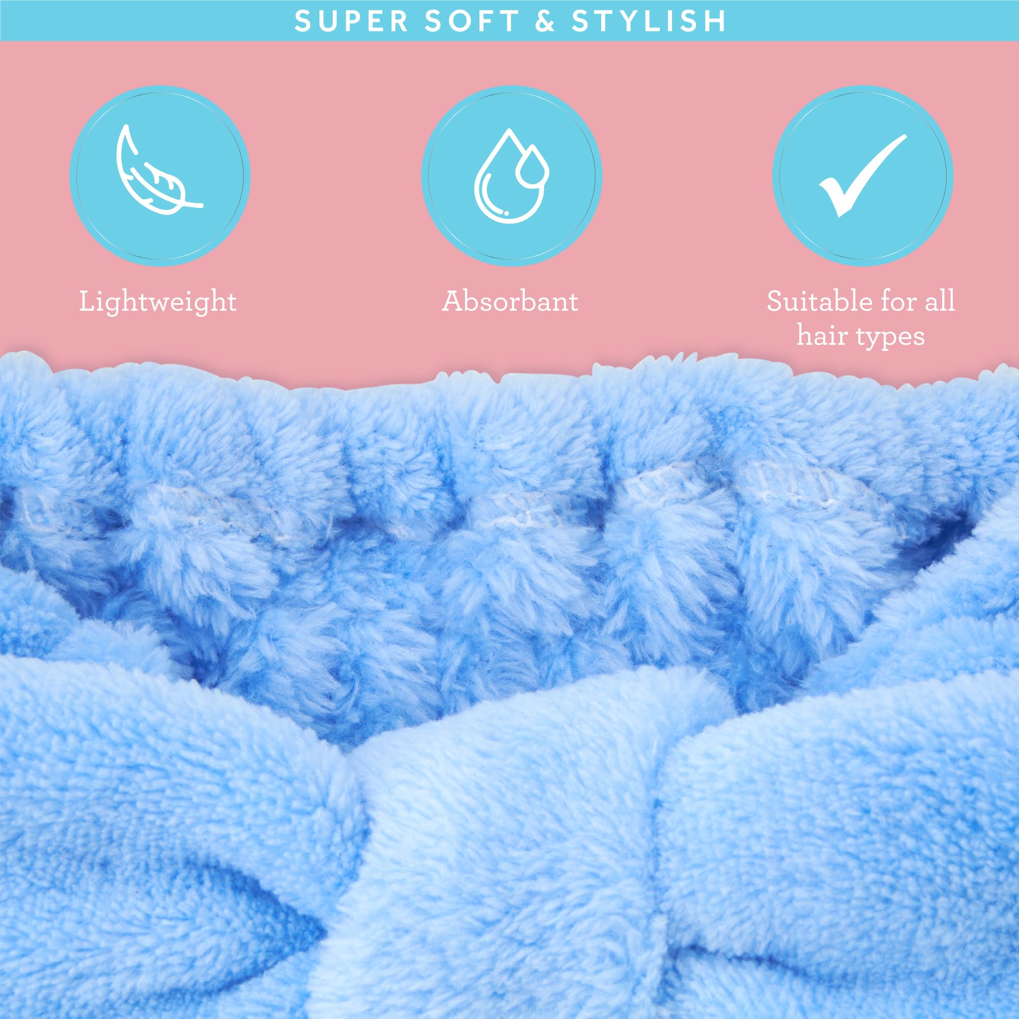Bliss Women's Spa Headband - 2 Pack Soft Microfiber Hair Wrap for Face Washing, Skincare, Makeup & Shower - Adjustable Elastic Headband with Bow for Women & Teens | Perfect for Spa Days, Bathroom Routine & Hair Care