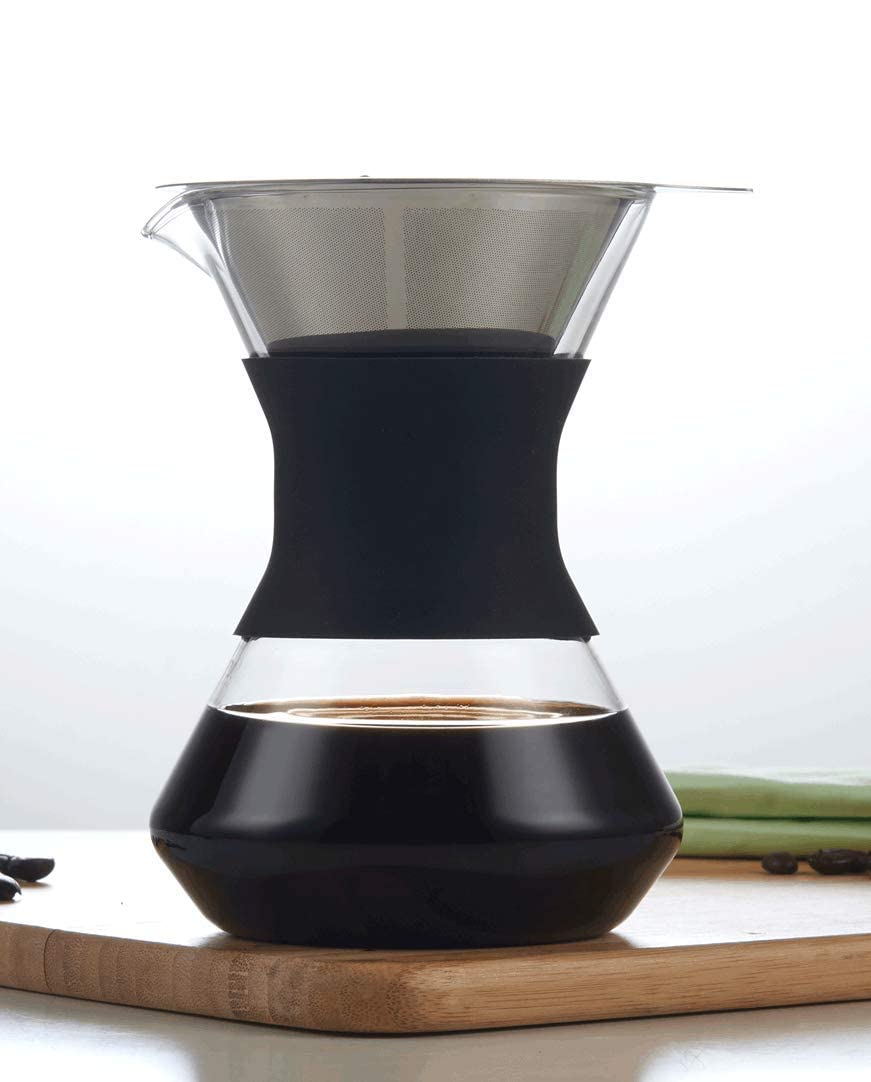 Premium Pour Over Coffee Maker with Glass Dripper - 17oz/500ml Manual Coffee Brewer for Home, Office & Camping - Ideal for Specialty Coffee Lovers & Baristas
