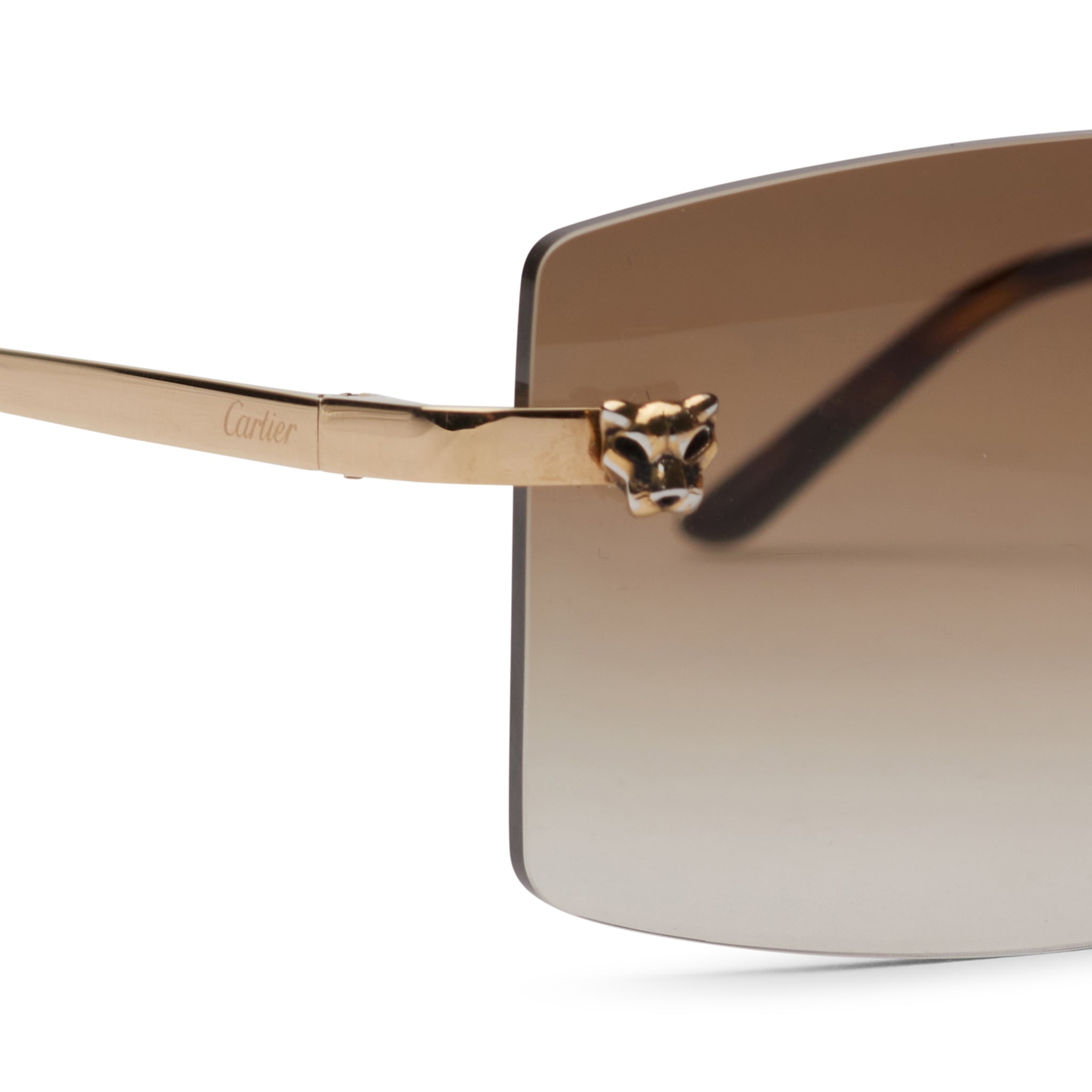 Cartier CT0148O 001 Panthere De Cartier Rimless Sunglasses - Luxury Designer Eyewear for Women & Men | UV Protection, Lightweight Frame | Perfect for Fashion, Travel & Outdoor Activities
