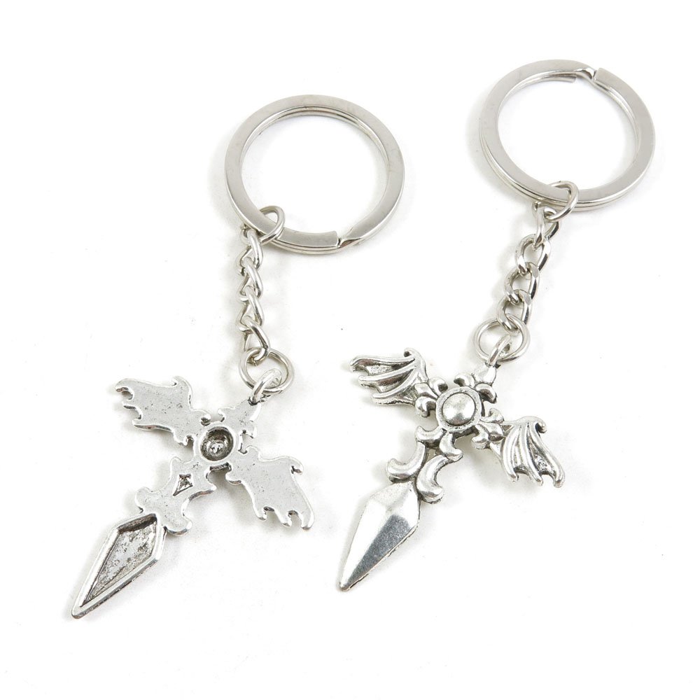 Wholesale Bulk Fashion Jewelry Keyring Keychain - Angel Cross Design for Car Keys, Door Keys & Gift Giving (Pack of 50) - Perfect for Home Organization, Party Favors & Retail Business
