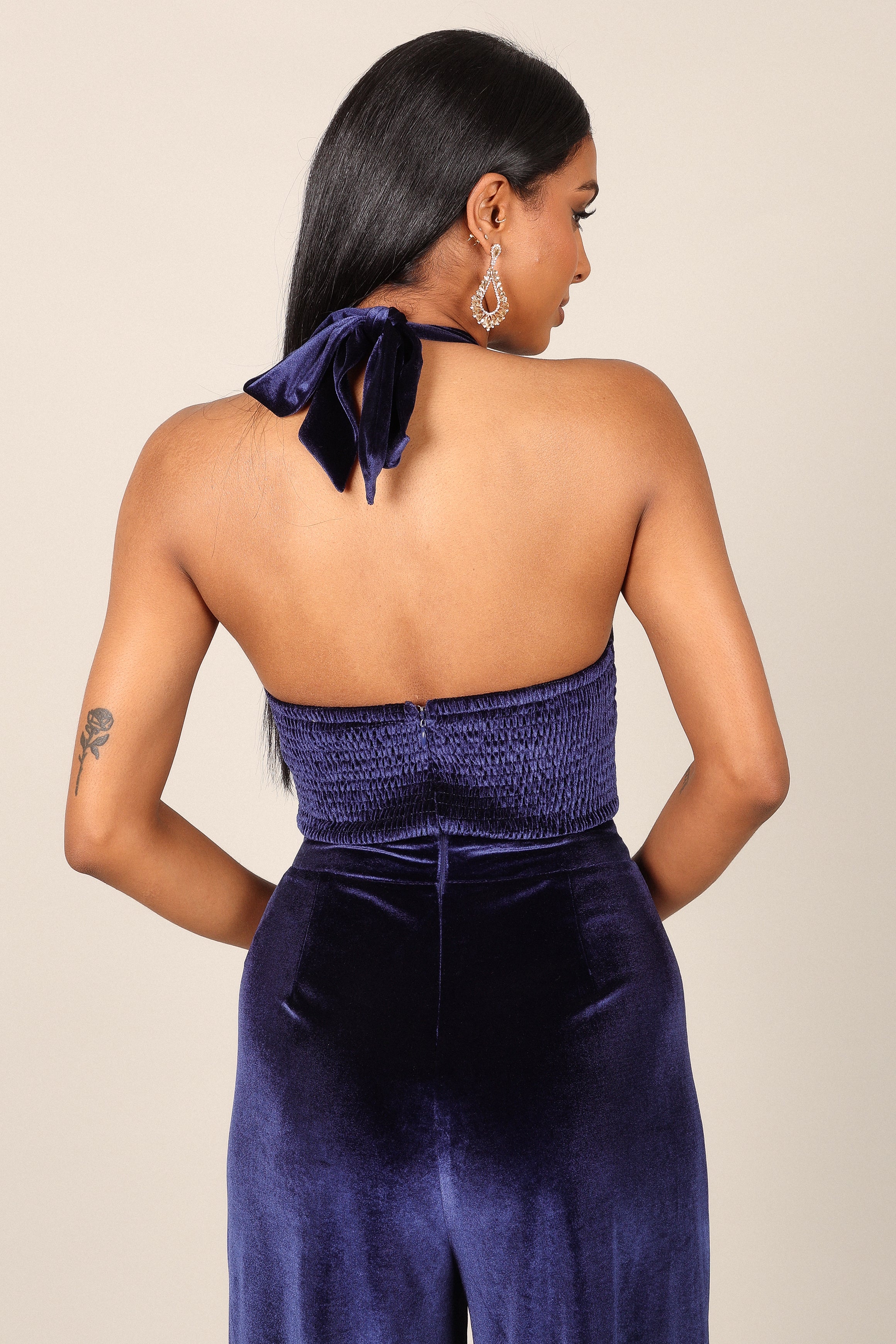 Aria Velvet Jumpsuit for Women - Elegant Sapphire Blue Velvet Romper | Perfect for Parties, Weddings & Evening Events