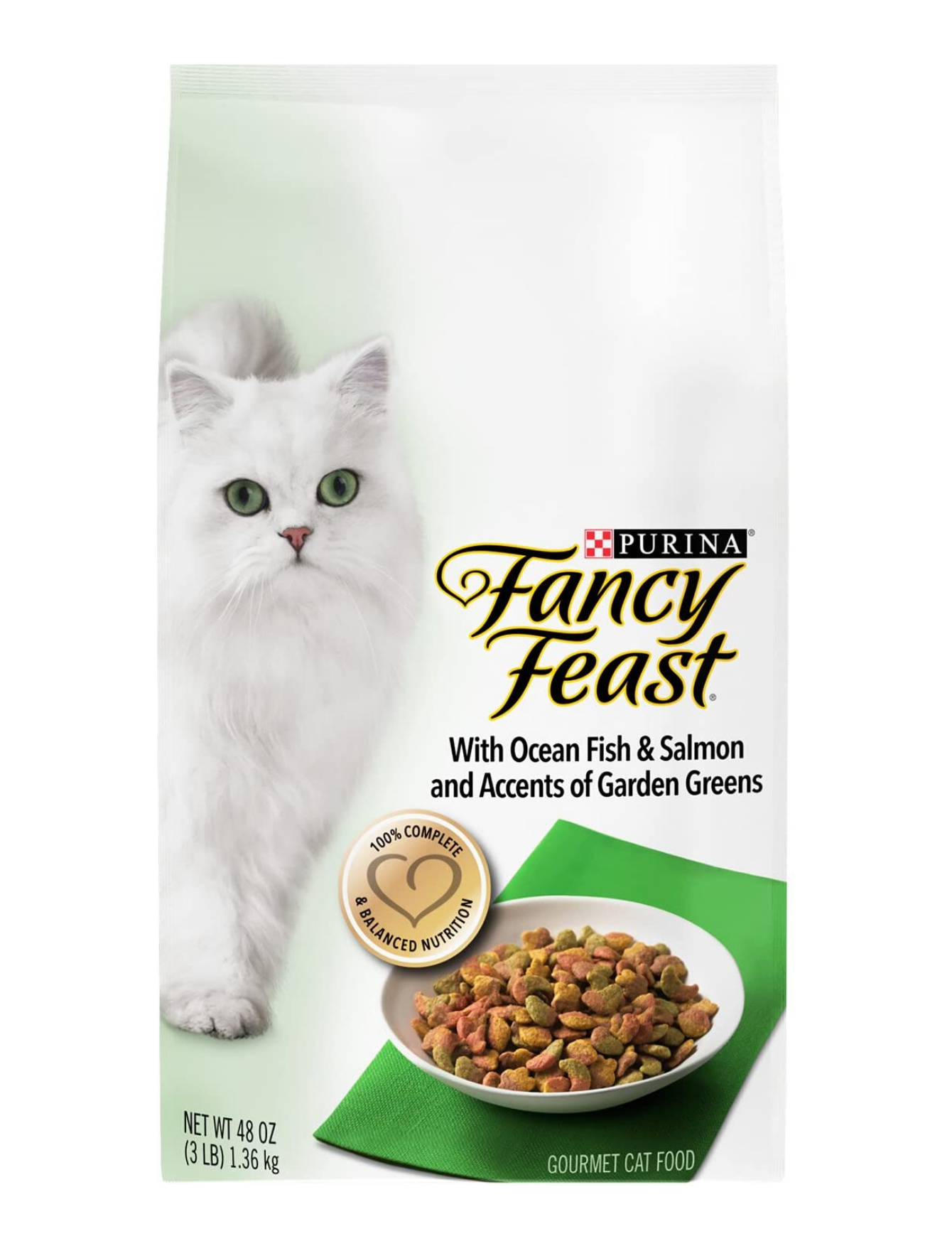 Fancy Feast Ocean Fish & Salmon Dry Cat Food for Adult Cats - 3.5lb & 7lb Bags - High Protein Grain-Free Kibble for Indoor & Outdoor Cats - Perfect for Mealtime & Treats