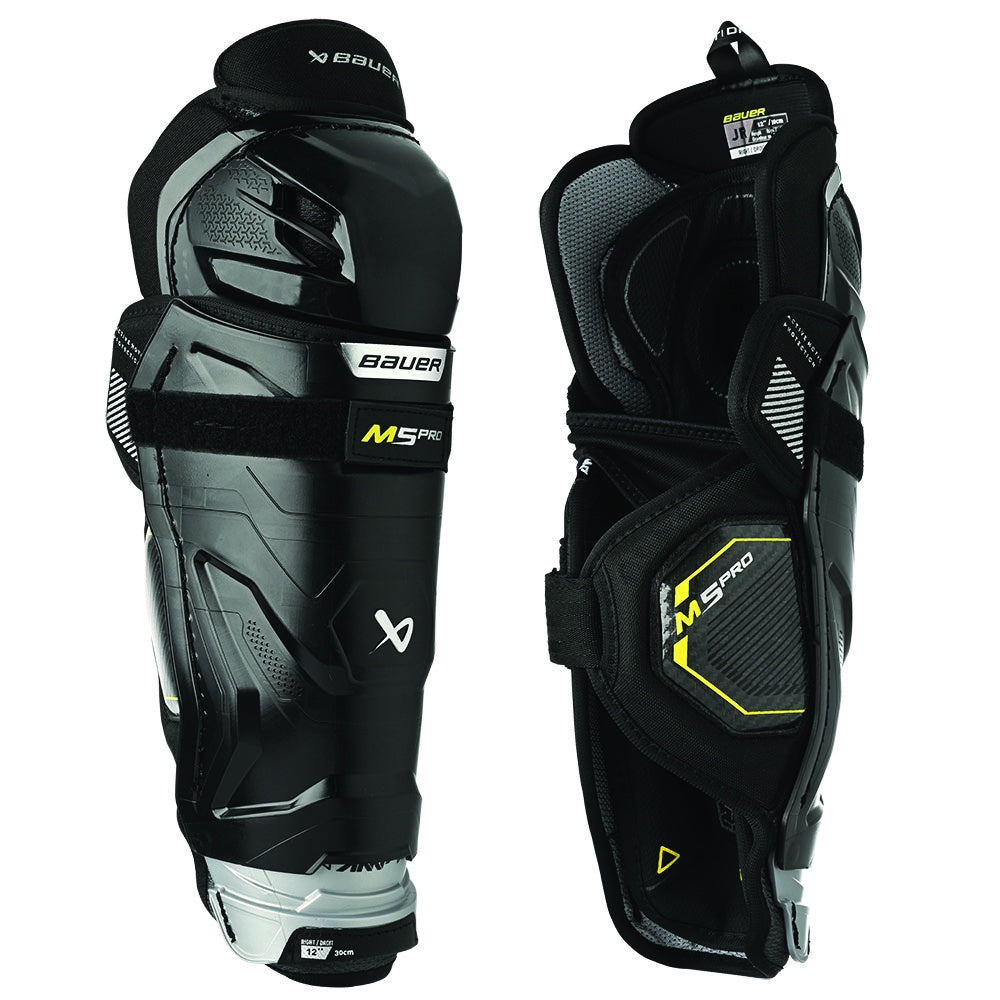 Bauer Supreme M5 Pro Junior Ice Hockey Shin Guards - Youth Protective Gear for Hockey Players - Perfect for Games, Practice & Training