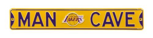 Los Angeles Lakers Man Cave Sign - Authentic NBA Street Sign for Sports Fans - Perfect for Game Room, Bar Decor & Lakers Fan Gifts