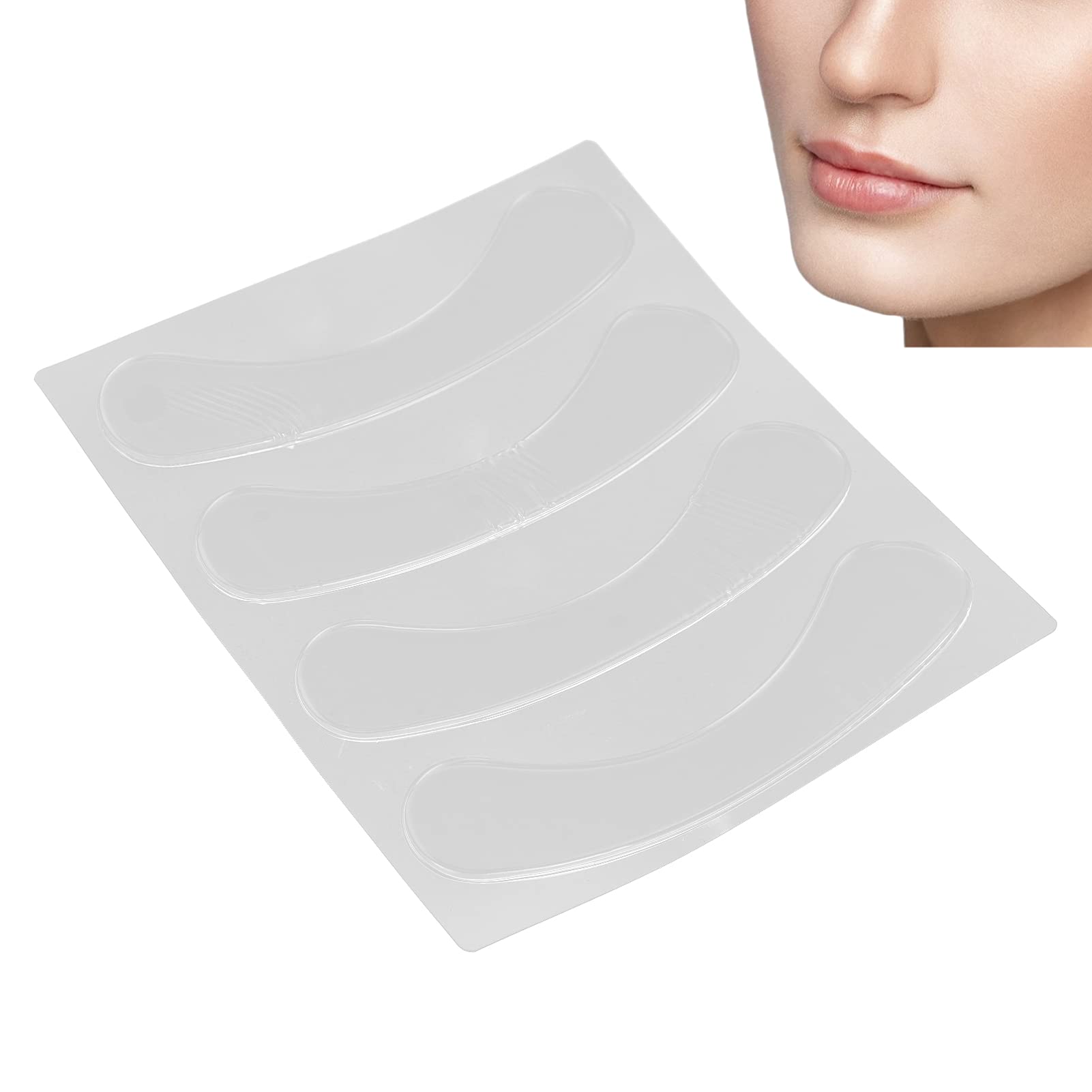 4pcs Reusable Silicone Lip Anti-Wrinkle Patches - Transparent Wrinkle Smoothing Patches for Lips & Smile Lines, Overnight Treatment for Fine Lines - Perfect for Nighttime Skincare & Anti-Aging Routine