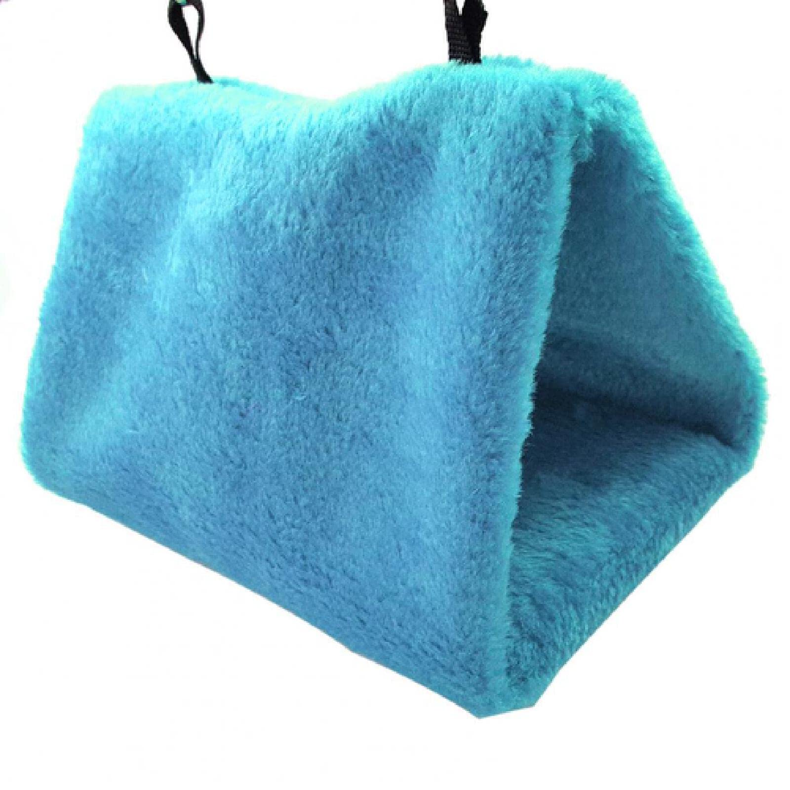 Foldable Triangle Bird Cage House - Warm Plush Hanging Nest Bed for Parrots & Small Birds | Safe & Cozy Pet Hammock (Blue) - Perfect for Indoor Cages, Aviaries & Bird Play Areas