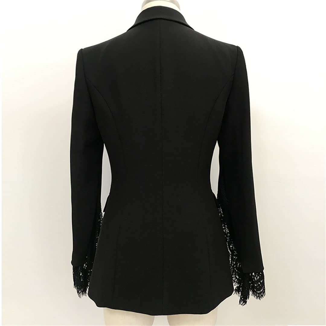 Women's Blazer Dress - Sexy Formal Work Office Jacket with Lace Fringe & Slit Sleeves | One Button Suit Coat for Business Meetings, Cocktail Parties & Office Wear