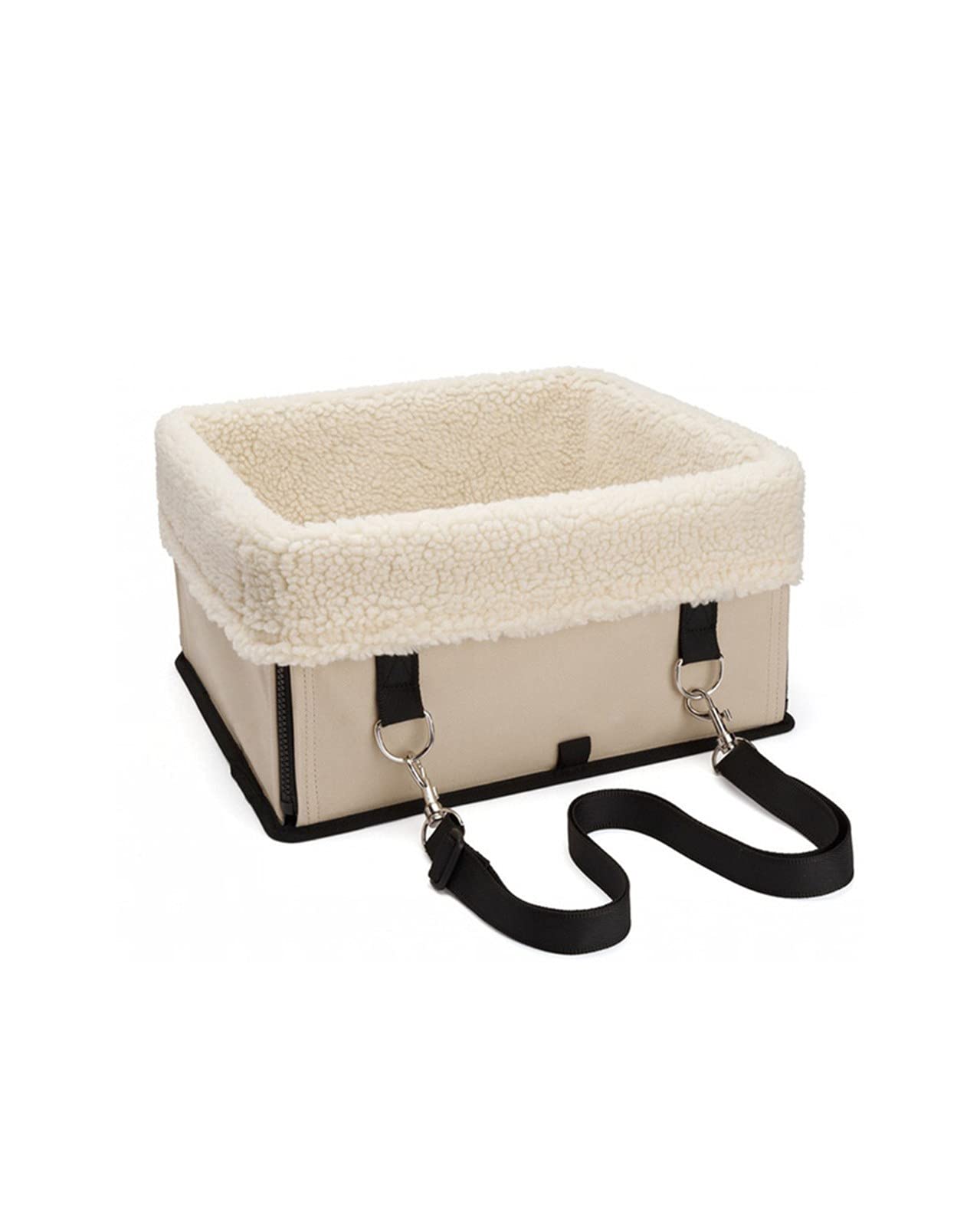Foldable Portable Pet Car Seat for Dogs - Waterproof Travel Carrier Cage & Safety Booster Bed - Perfect for Road Trips, Outdoor Adventures & Daily Commutes (Beige, Size M)