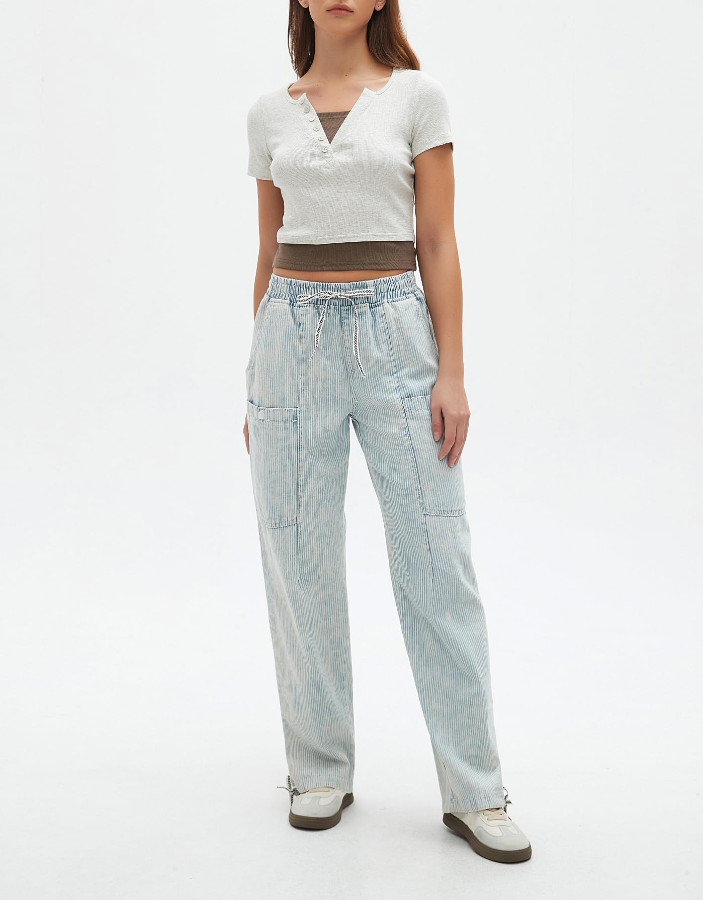 Kedera Women's Baggy Barrel Jeans - Wide Leg Boyfriend Jeans with Elastic Waist | Low Rise Y2K Denim Pants for Casual Outfits & Streetwear Fashion