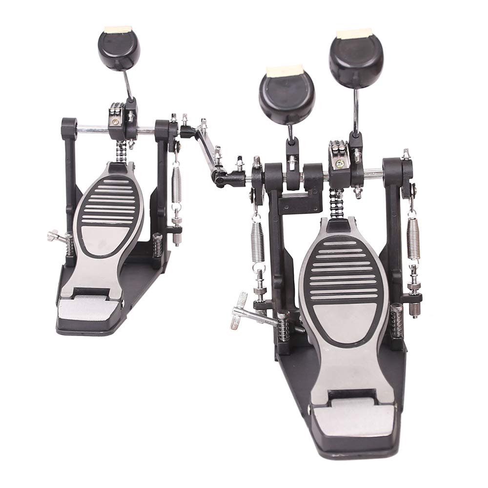 Professional Double Bass Drum Pedal with Chain Drive - Heavy Duty Double Kick Drum Pedal for Drum Set, Includes 3 Drum Beaters & Drum Key - Perfect for Rock, Metal & Live Performances