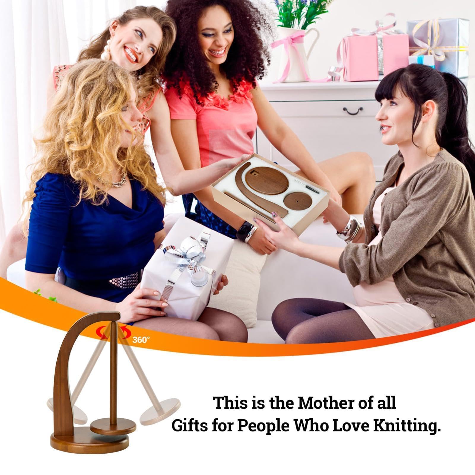 Magnetic Wooden Yarn Holder for Knitting & Crocheting - Anti-Slip Yarn Ball Spinner with Sturdy Base | Perfect for Craft Projects, DIY Yarn Storage & Gift for Knitting Enthusiasts | Use for Home Decor, Handmade Gifts & Relaxing Hobby Time