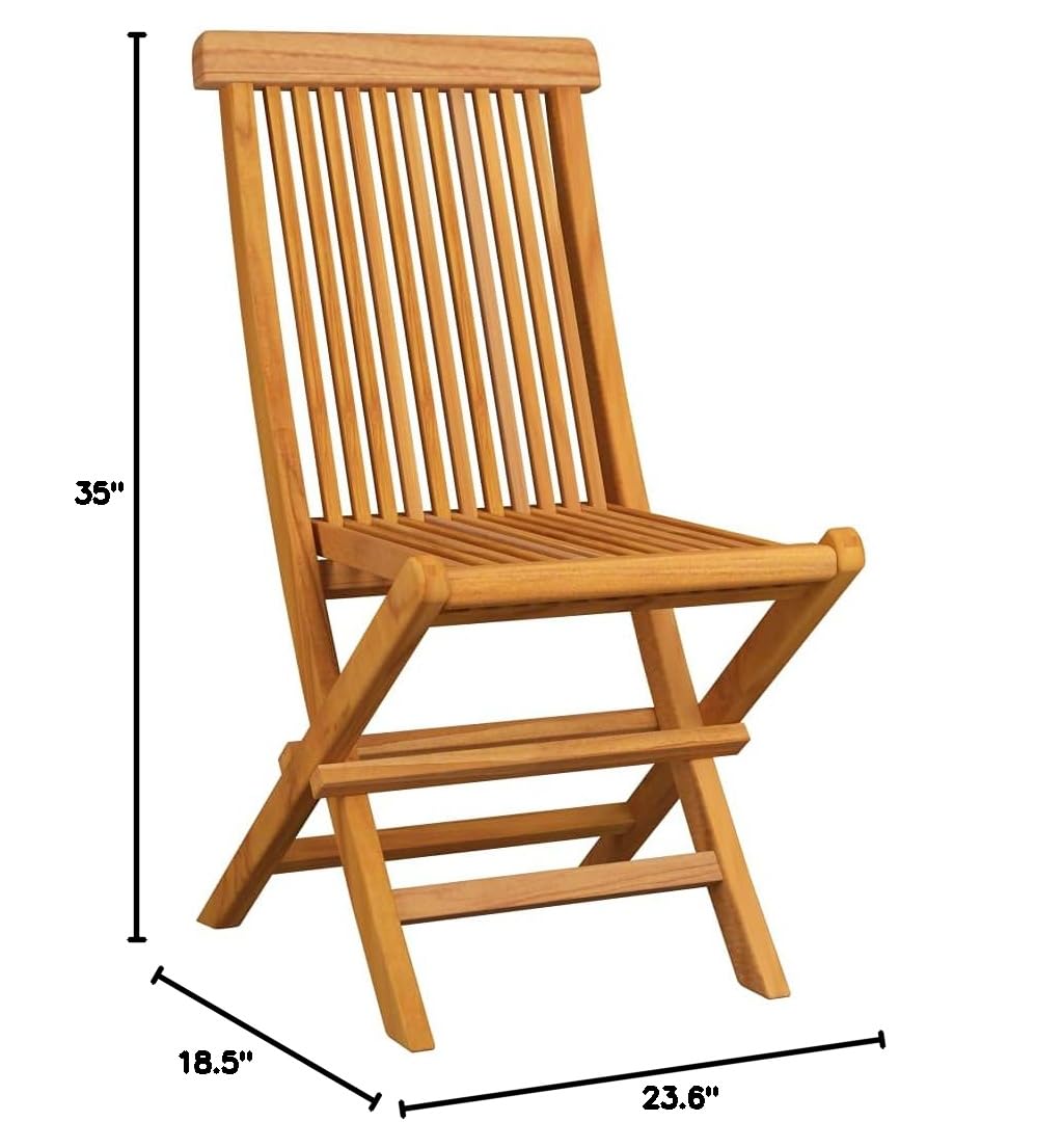 Premium 4-Piece Folding Teak Wood Garden Chairs with Cream Cushions - Outdoor Patio Furniture for Camping, Beach, Poolside & Deck Relaxation | Weather-Resistant Foldable Wooden Chairs for Backyard, Garden & Picnic Use