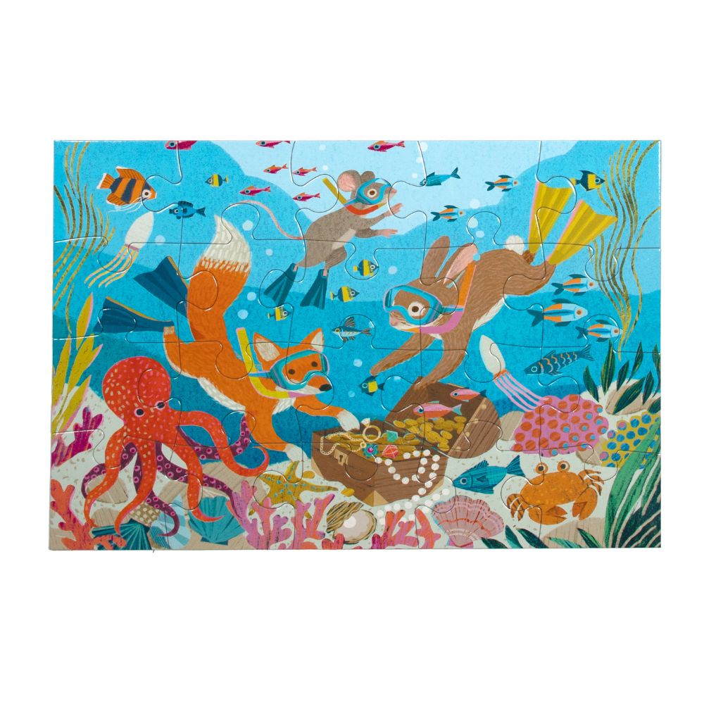 eeBoo Deep Sea Treasure 20-Piece Jigsaw Puzzle for Kids - Fun Ocean Animal Learning & Educational Toy for Family Game Night