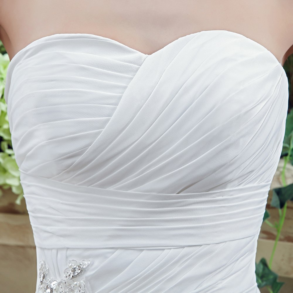 Elegant Strapless Chiffon Beach Wedding Dress with High Slit - Perfect for Beach Brides, Destination Weddings & Summer Elopements | WD009