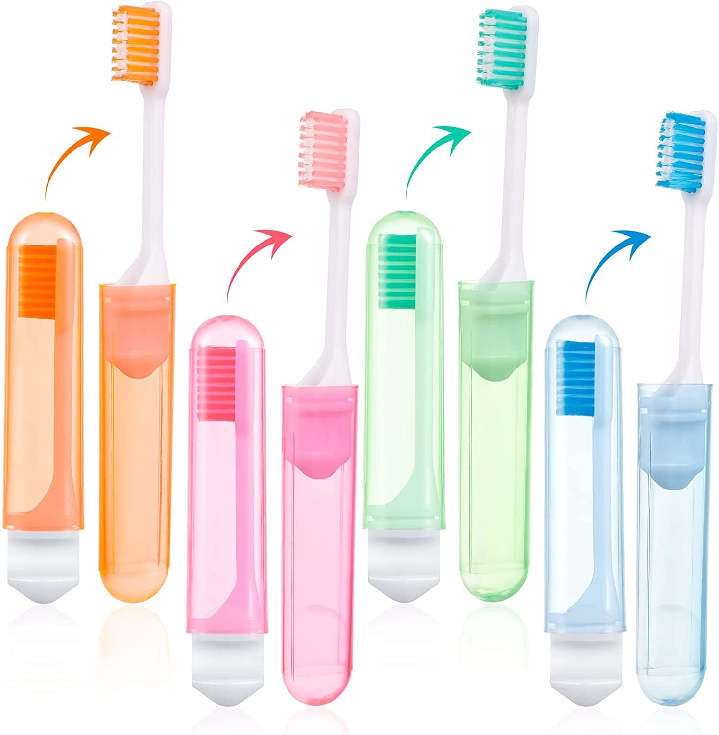 8 Pack Travel Toothbrush Set - Mini Portable Foldable Toothbrushes for Camping, School & Travel | Compact Oral Care for Kids & Adults | Perfect for Backpacks, Gym Bags & Emergency Kits