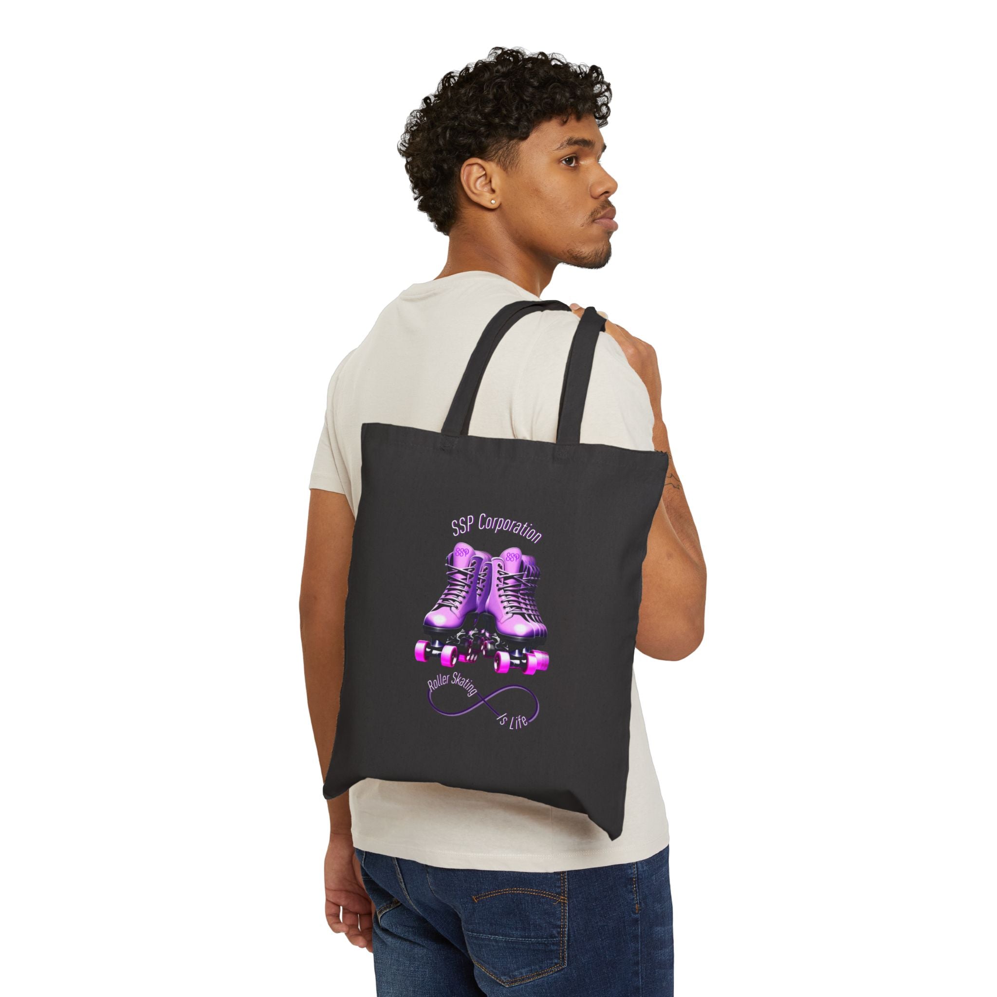SSP Corp Cotton Canvas Tote Bag for Roller Skating - Durable & Stylish Carryall for Skating Rink, Beach & Everyday Use